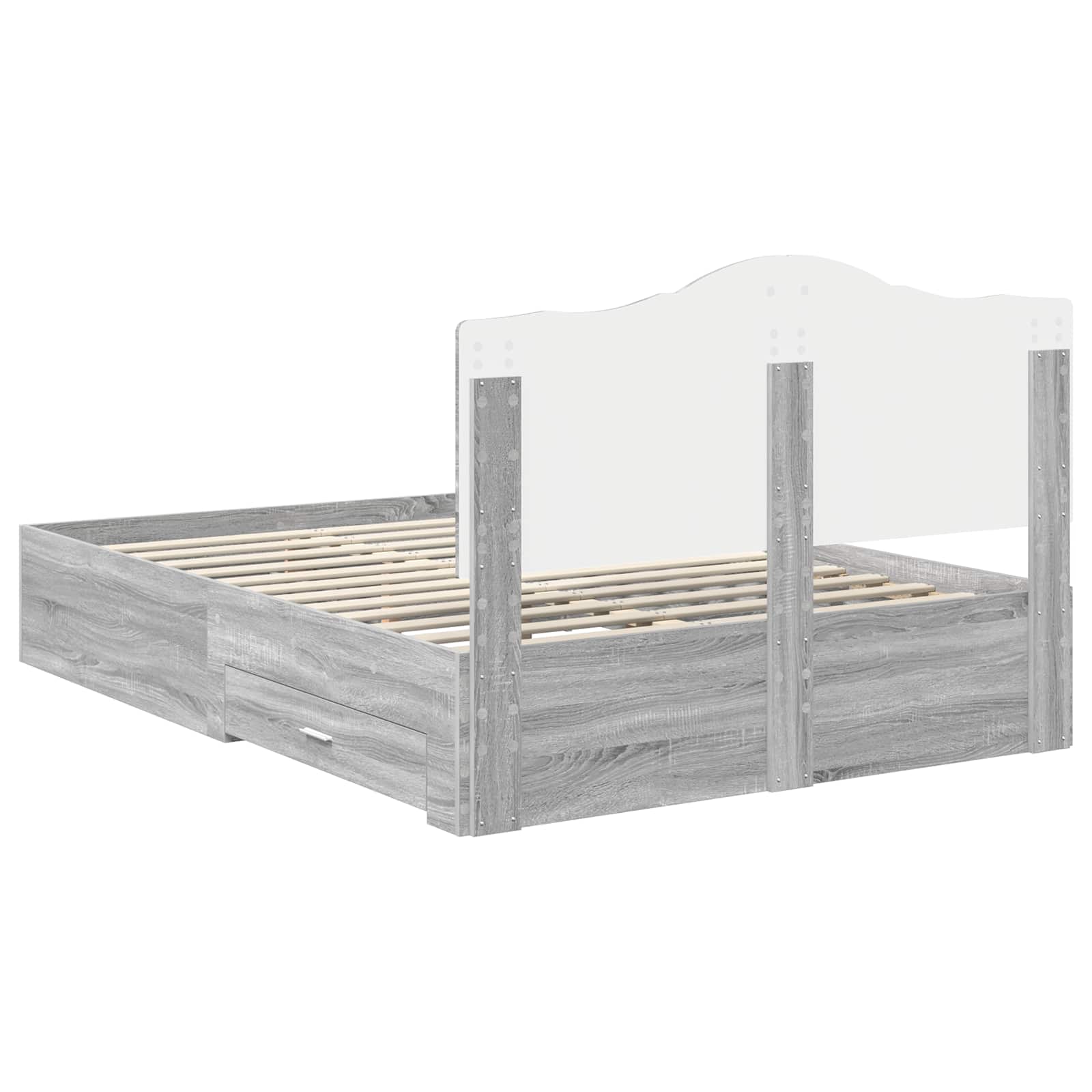 Bedframe met hoofdeinde Grijs Sonoma 140 x 200 cm Bewerkt hout is nu te koop bij PeponiXL, paradijselijk wonen!