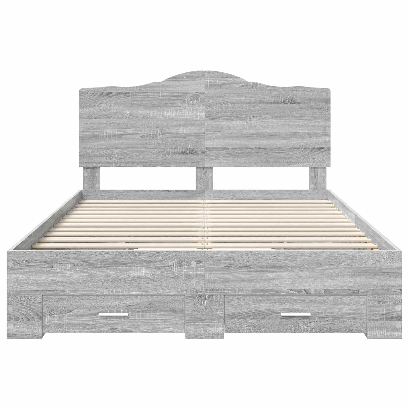Bedframe met hoofdeinde Grijs Sonoma 140 x 200 cm Bewerkt hout is nu te koop bij PeponiXL, paradijselijk wonen!