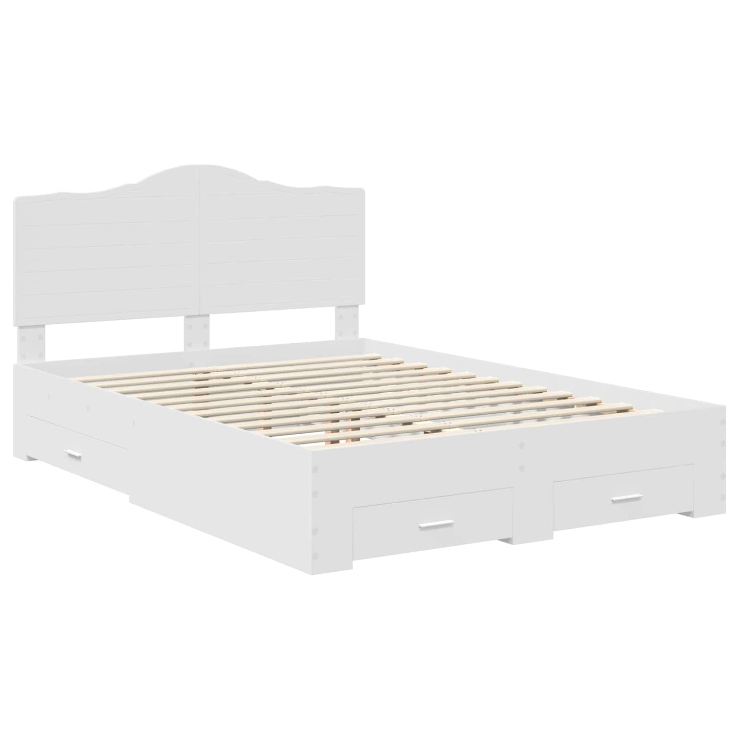 Bedframe met hoofdeinde met lade Wit 140 x 190 cm Bewerkt hout is nu te koop bij PeponiXL, paradijselijk wonen!