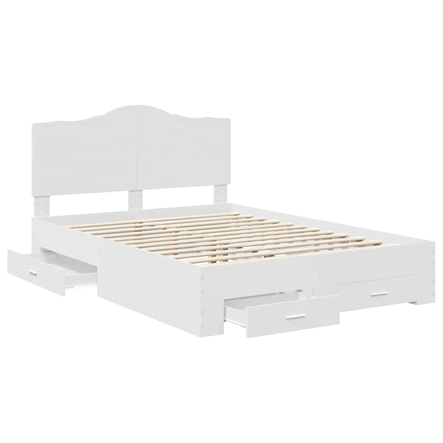 Bedframe met hoofdeinde met lade Wit 140 x 190 cm Bewerkt hout is nu te koop bij PeponiXL, paradijselijk wonen!
