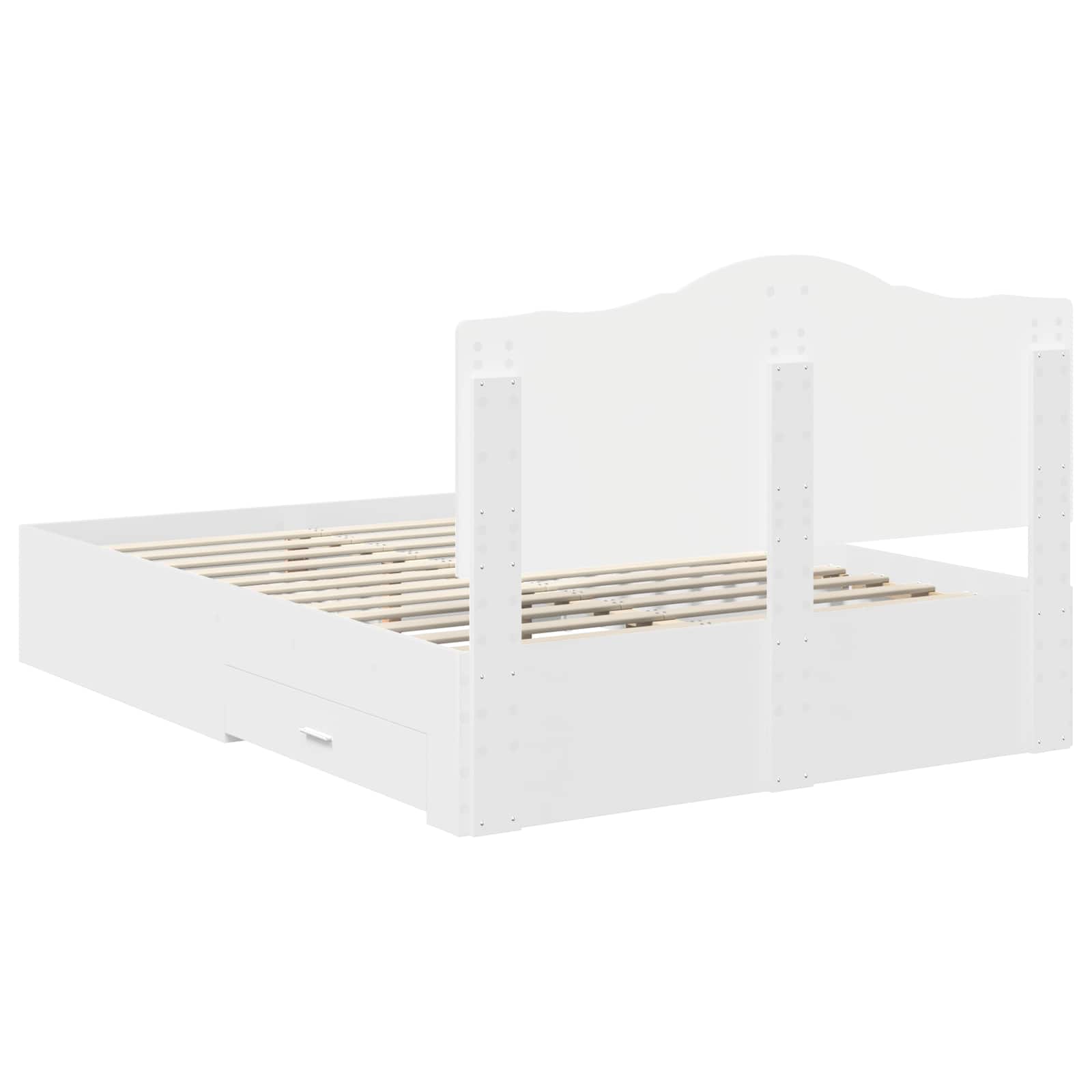 Bedframe met hoofdeinde met lade Wit 140 x 190 cm Bewerkt hout is nu te koop bij PeponiXL, paradijselijk wonen!