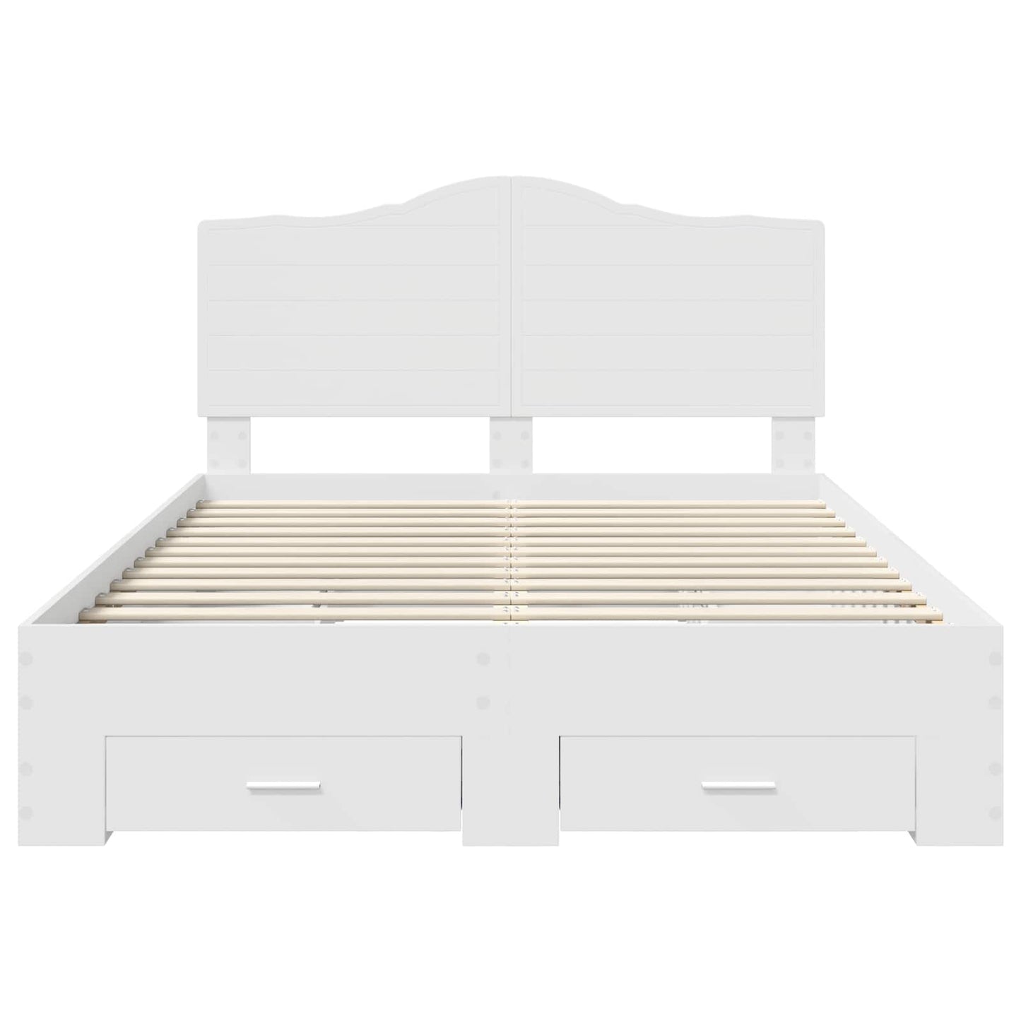 Bedframe met hoofdeinde met lade Wit 140 x 190 cm Bewerkt hout is nu te koop bij PeponiXL, paradijselijk wonen!