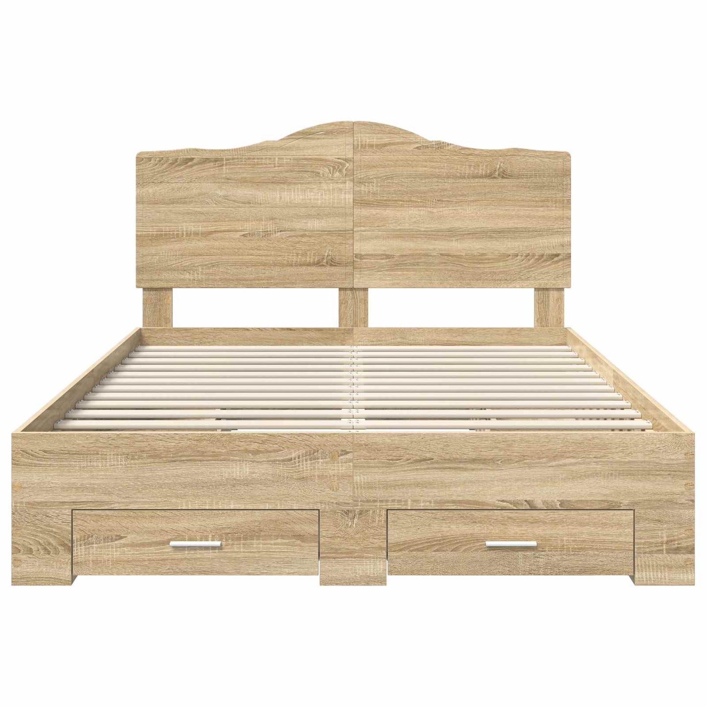 Bedframe met hoofdeinde Sonoma Eiken 140 x 190 cm Bewerkt hout is nu te koop bij PeponiXL, paradijselijk wonen!