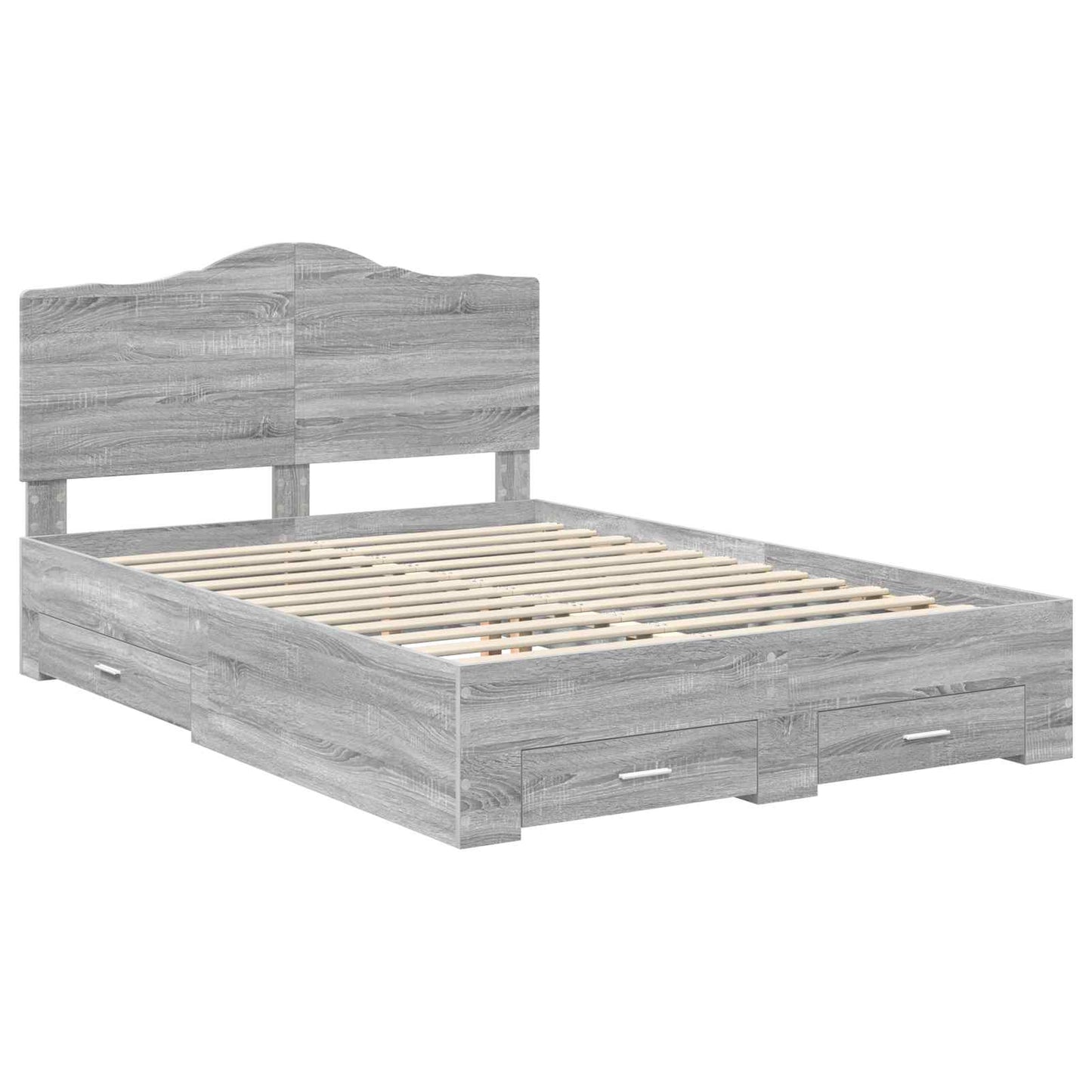 Bedframe met hoofdeinde Grijs Sonoma 140 x 190 cm Bewerkt hout is nu te koop bij PeponiXL, paradijselijk wonen!