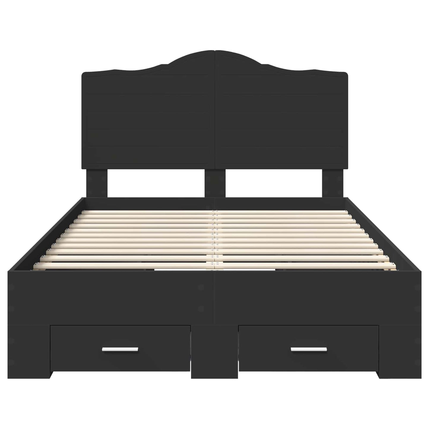 Bedframe met hoofdeinde Zwart 135 x 190 cm Bewerkt hout is nu te koop bij PeponiXL, paradijselijk wonen!