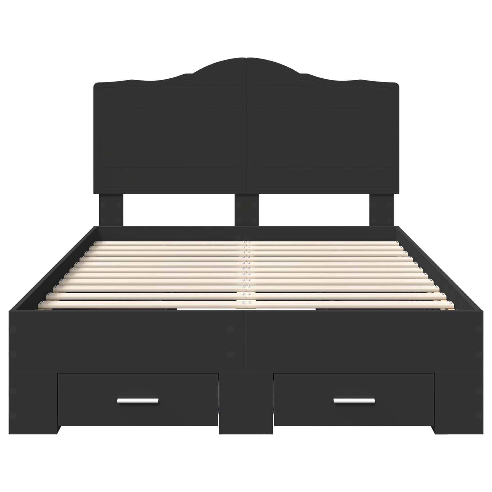 Bedframe met hoofdeinde Zwart 135 x 190 cm Bewerkt hout is nu te koop bij PeponiXL, paradijselijk wonen!