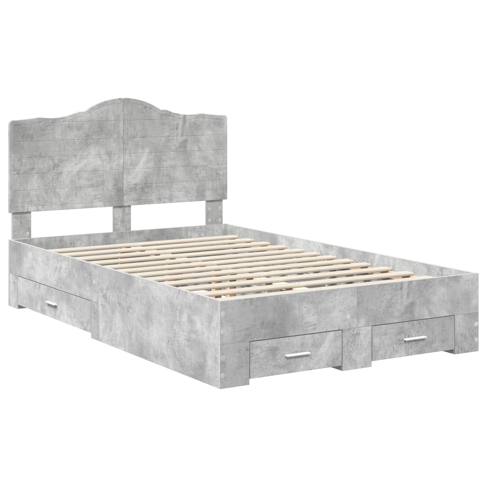 Bedframe met hoofdeinde Beton Grijs 135 x 190 cm Bewerkt hout is nu te koop bij PeponiXL, paradijselijk wonen!