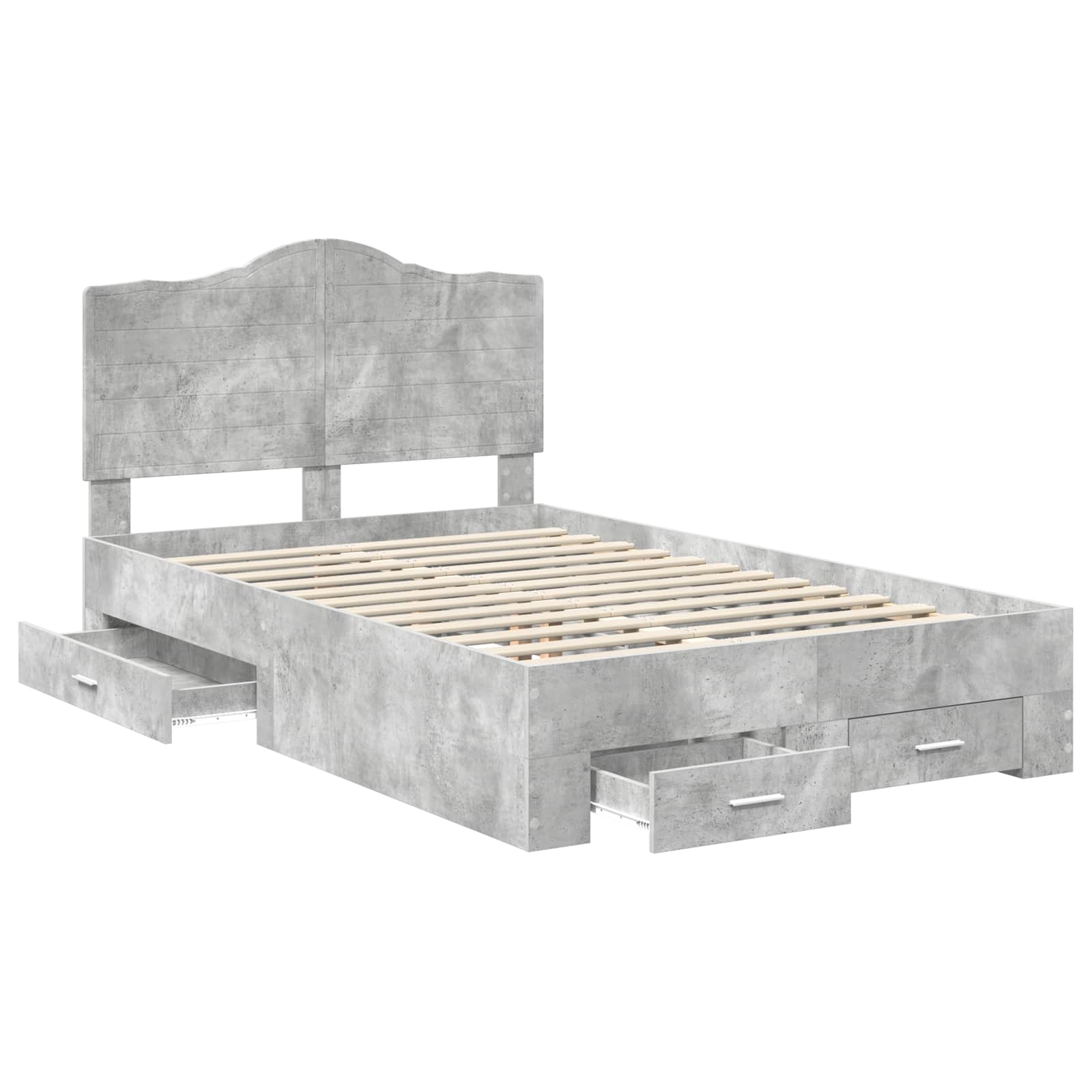 Bedframe met hoofdeinde Beton Grijs 135 x 190 cm Bewerkt hout is nu te koop bij PeponiXL, paradijselijk wonen!