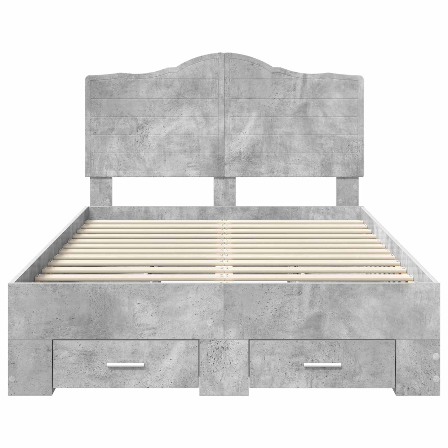 Bedframe met hoofdeinde Beton Grijs 135 x 190 cm Bewerkt hout is nu te koop bij PeponiXL, paradijselijk wonen!