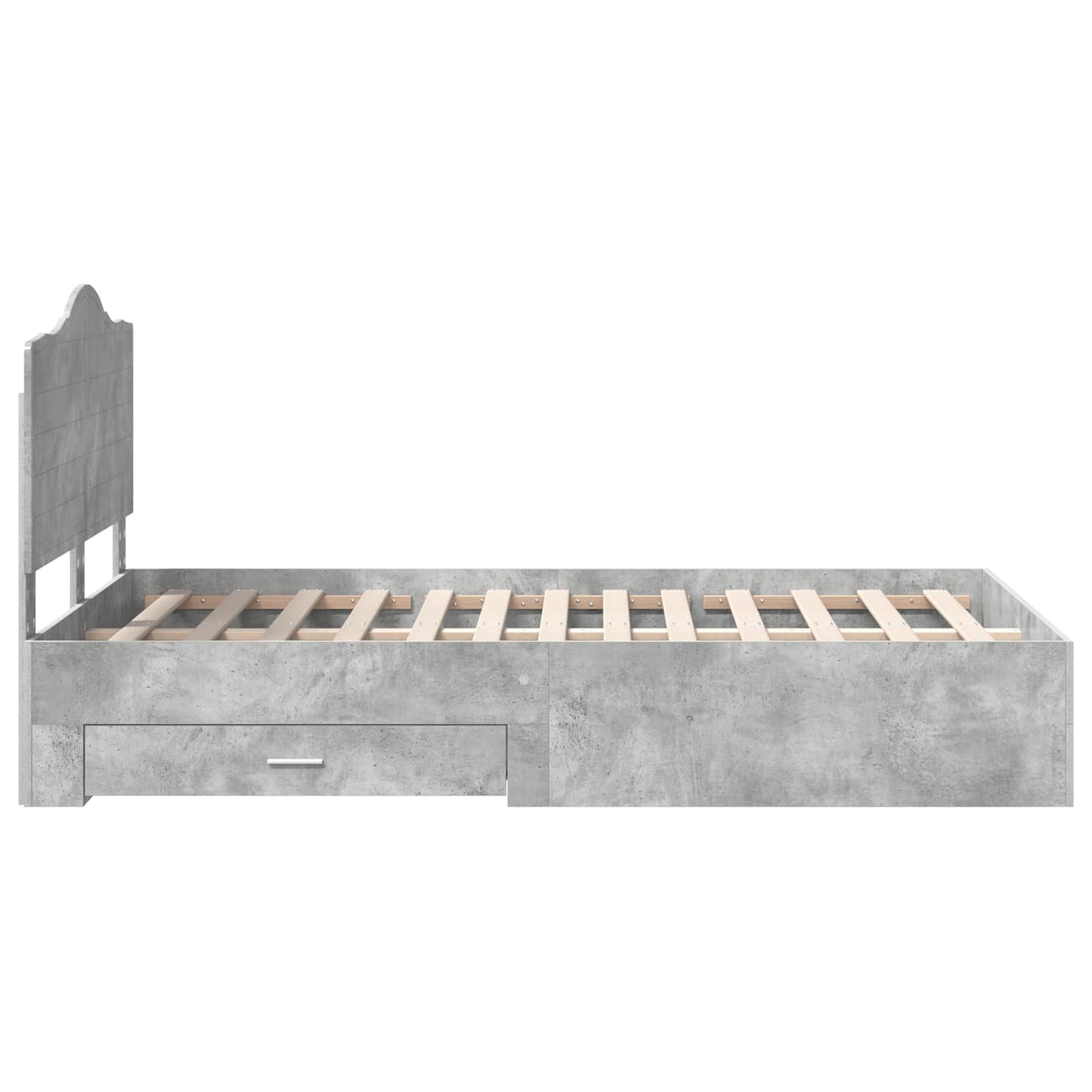 Bedframe met hoofdeinde Beton Grijs 135 x 190 cm Bewerkt hout is nu te koop bij PeponiXL, paradijselijk wonen!