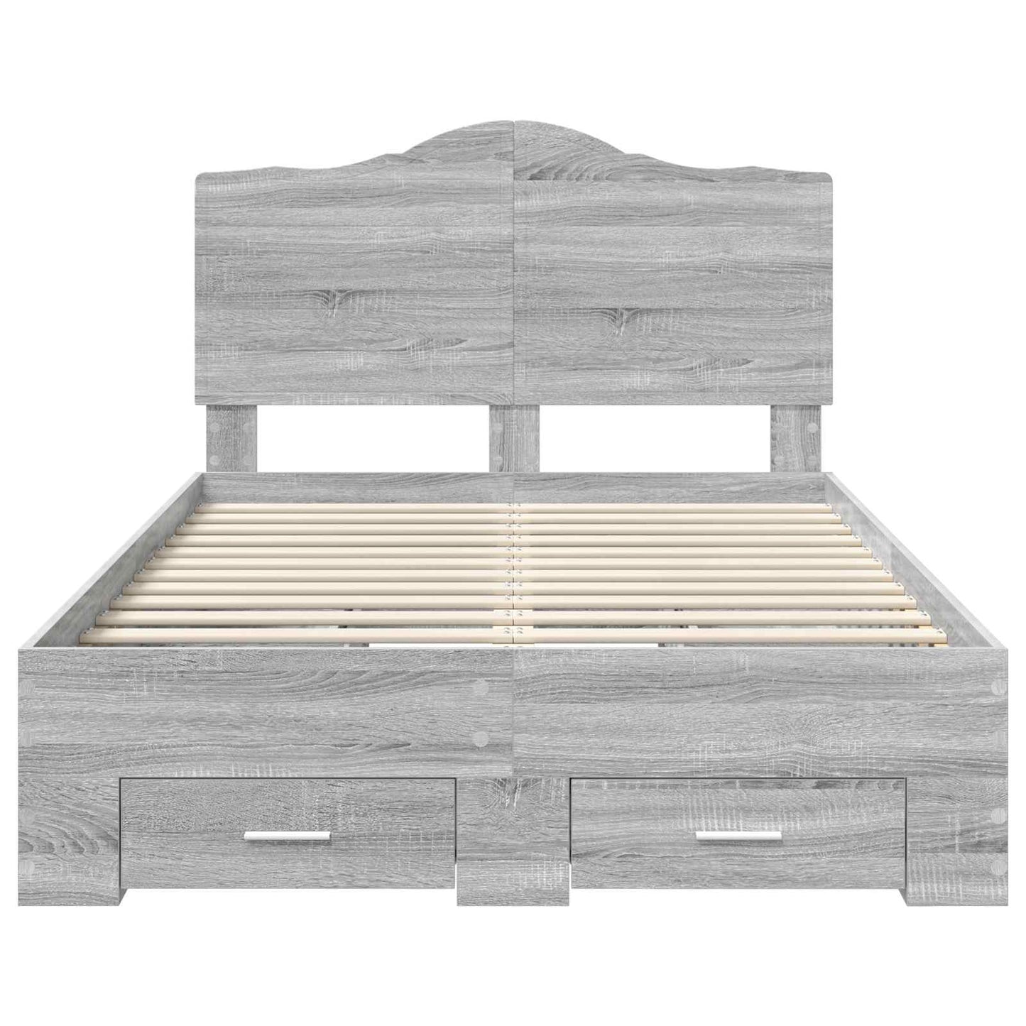 Bedframe met hoofdeinde Grijs Sonoma 135 x 190 cm Bewerkt hout is nu te koop bij PeponiXL, paradijselijk wonen!