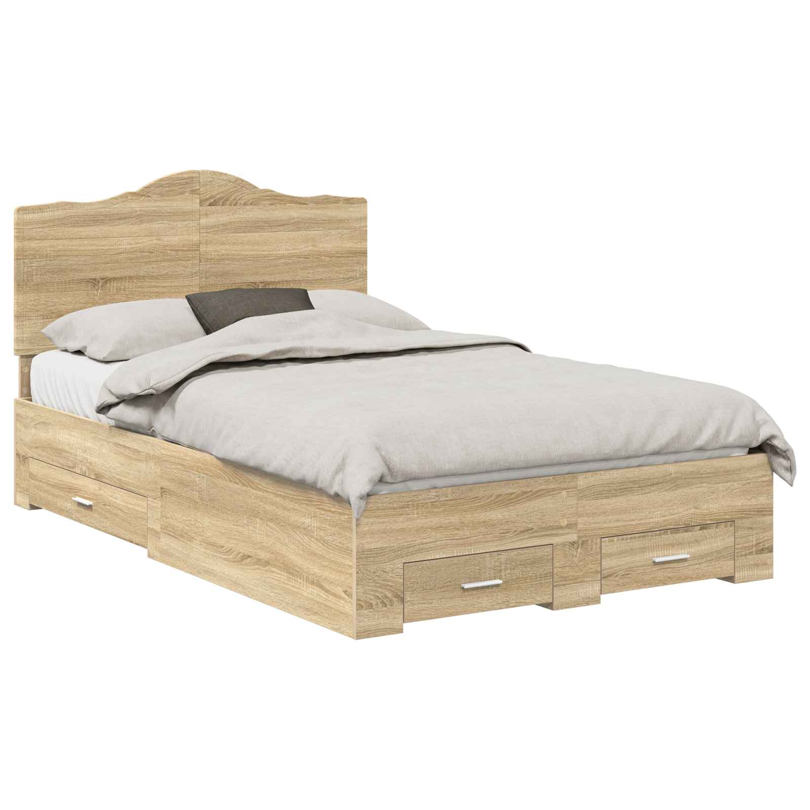 Bedframe met hoofdeinde Sonoma Eiken 120 x 200 cm Bewerkt hout is nu te koop bij PeponiXL, paradijselijk wonen!