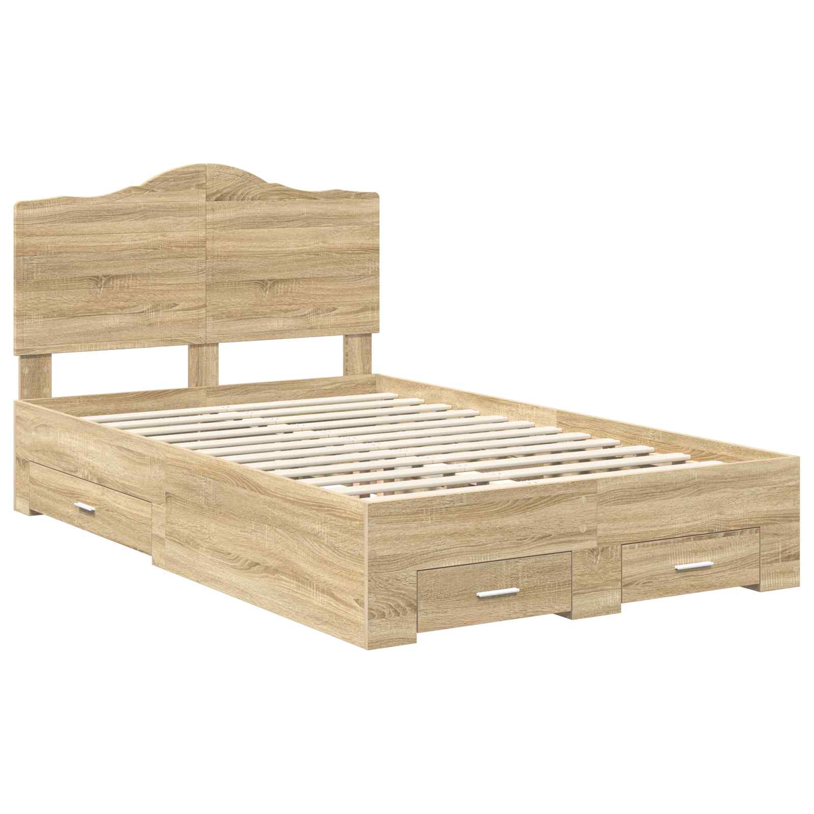 Bedframe met hoofdeinde Sonoma Eiken 120 x 200 cm Bewerkt hout is nu te koop bij PeponiXL, paradijselijk wonen!