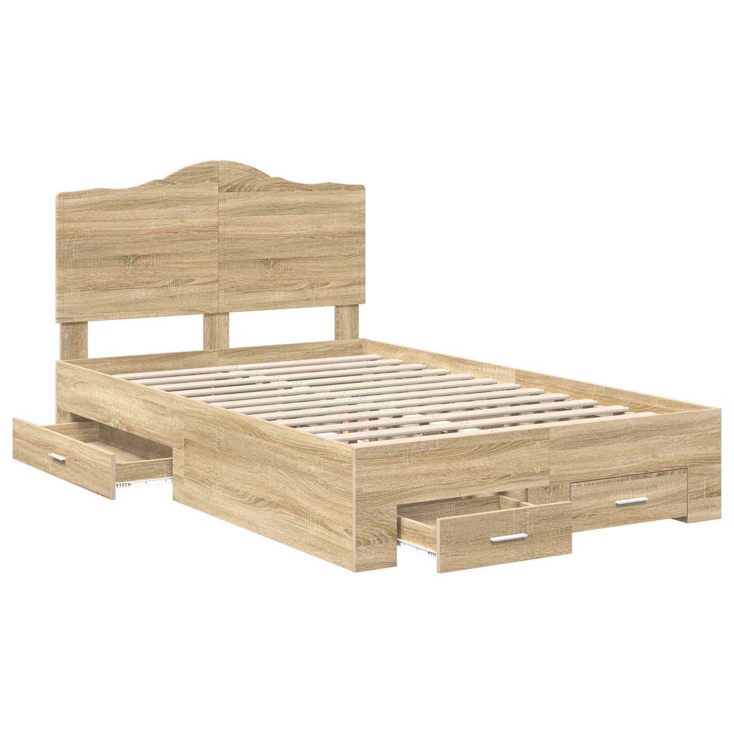 Bedframe met hoofdeinde Sonoma Eiken 120 x 200 cm Bewerkt hout is nu te koop bij PeponiXL, paradijselijk wonen!