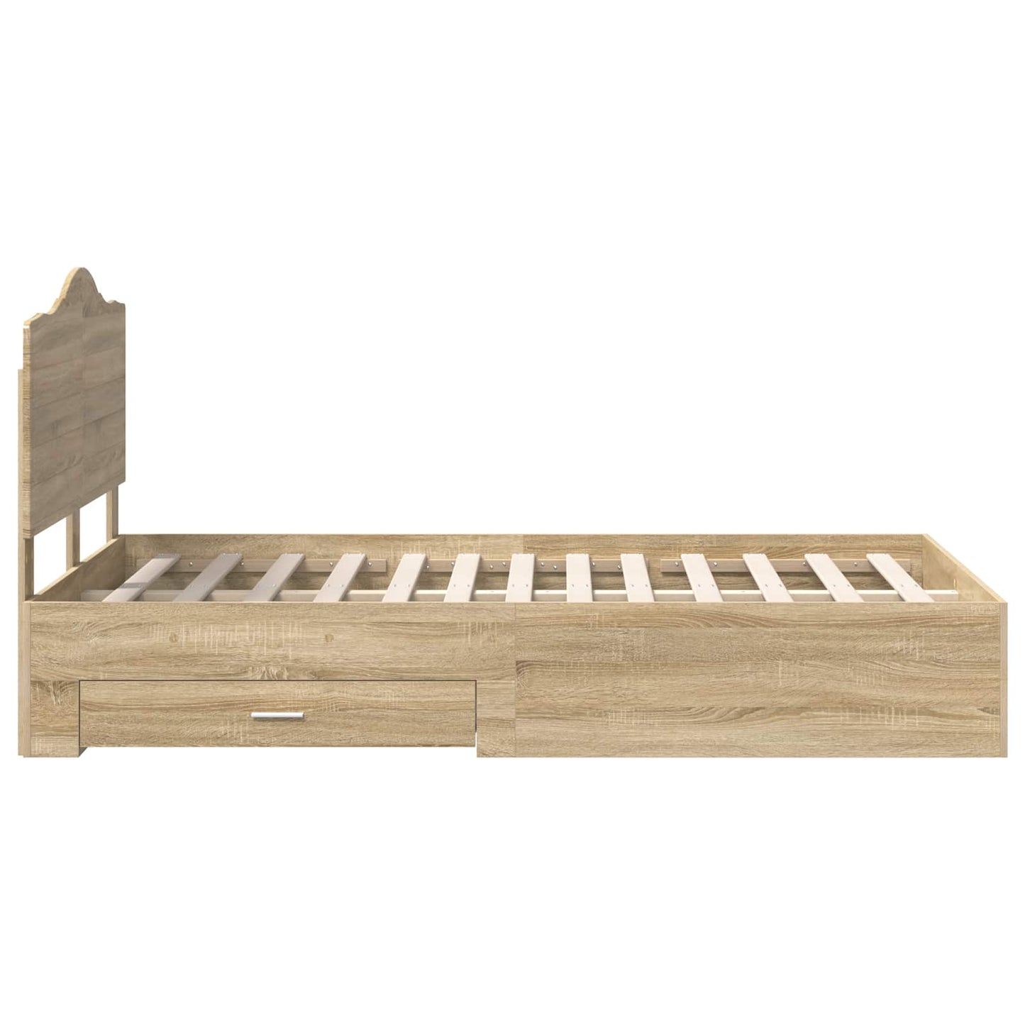 Bedframe met hoofdeinde Sonoma Eiken 120 x 200 cm Bewerkt hout is nu te koop bij PeponiXL, paradijselijk wonen!