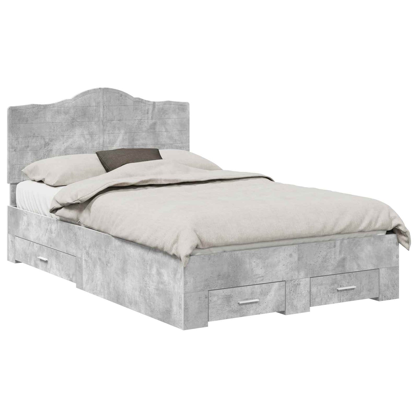 Bedframe met hoofdeinde Beton Grijs 120 x 200 cm Bewerkt hout is nu te koop bij PeponiXL, paradijselijk wonen!