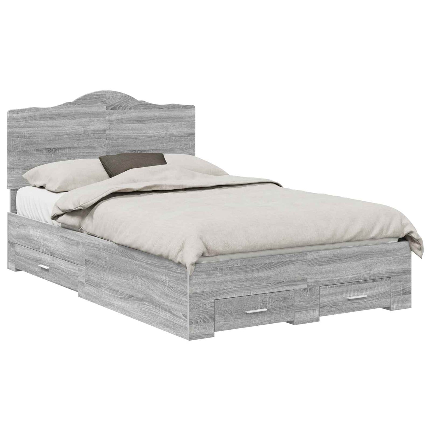 Bedframe met hoofdeinde Grijs Sonoma 120 x 200 cm Bewerkt hout is nu te koop bij PeponiXL, paradijselijk wonen!