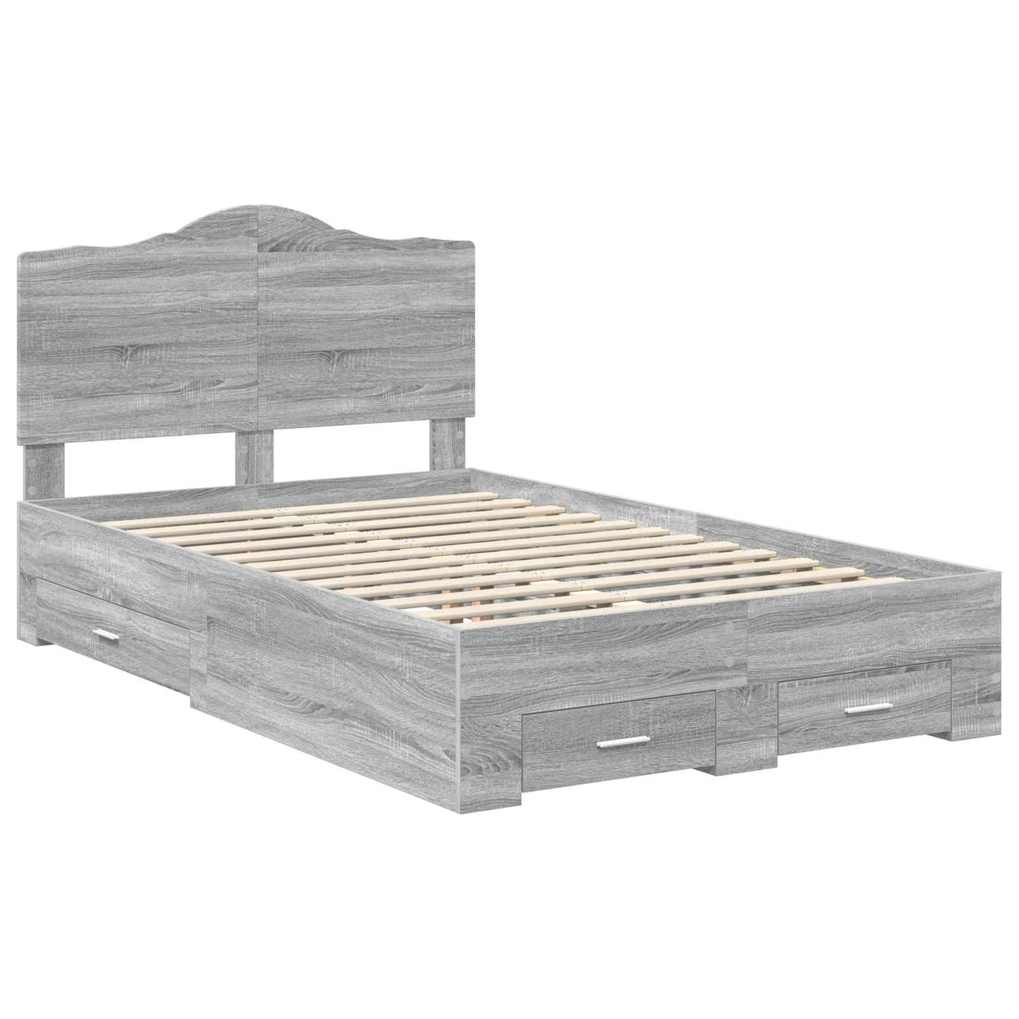 Bedframe met hoofdeinde Grijs Sonoma 120 x 200 cm Bewerkt hout is nu te koop bij PeponiXL, paradijselijk wonen!