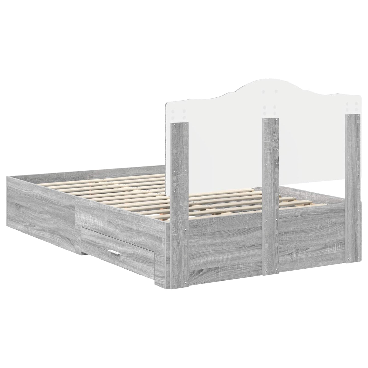 Bedframe met hoofdeinde Grijs Sonoma 120 x 200 cm Bewerkt hout is nu te koop bij PeponiXL, paradijselijk wonen!