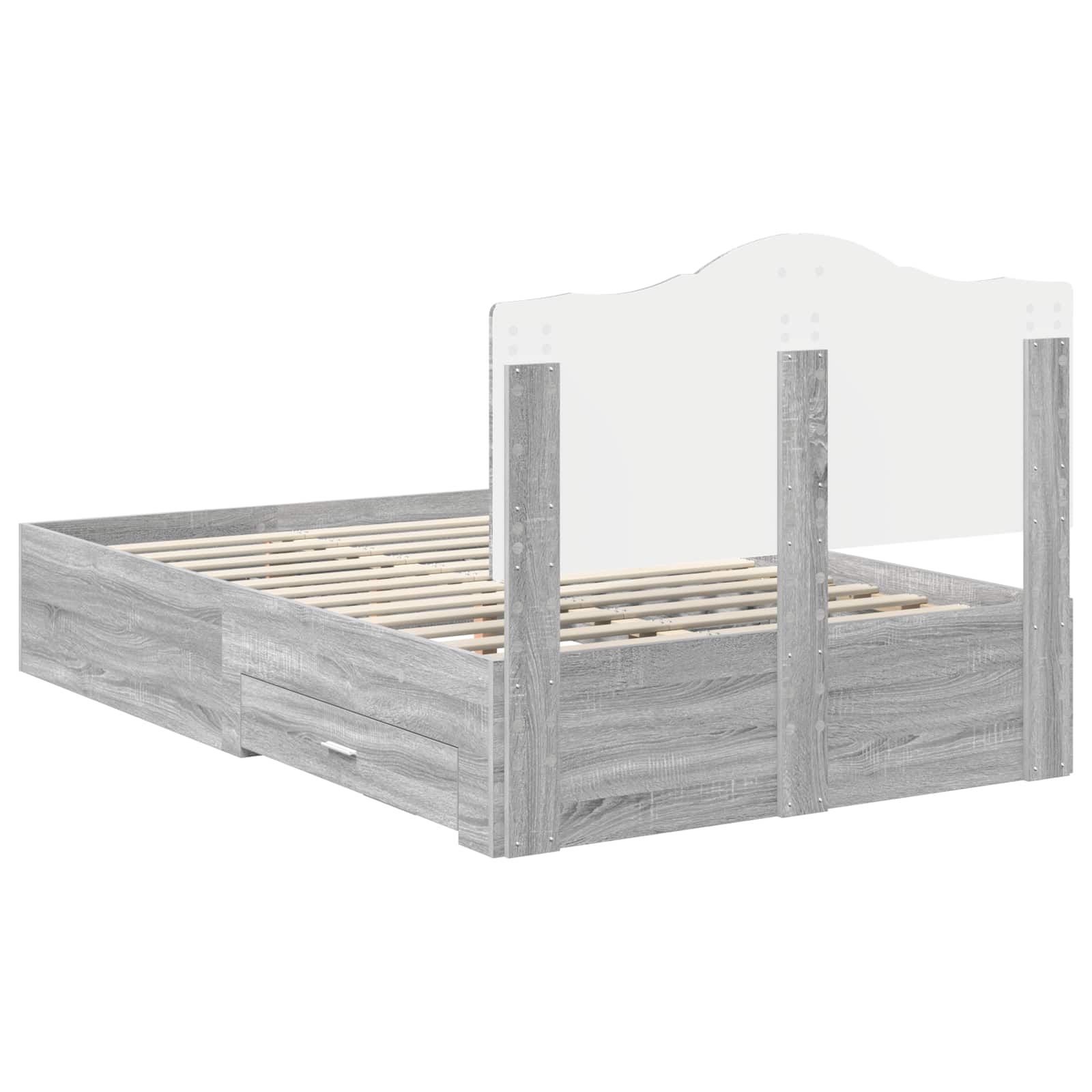 Bedframe met hoofdeinde Grijs Sonoma 120 x 200 cm Bewerkt hout is nu te koop bij PeponiXL, paradijselijk wonen!