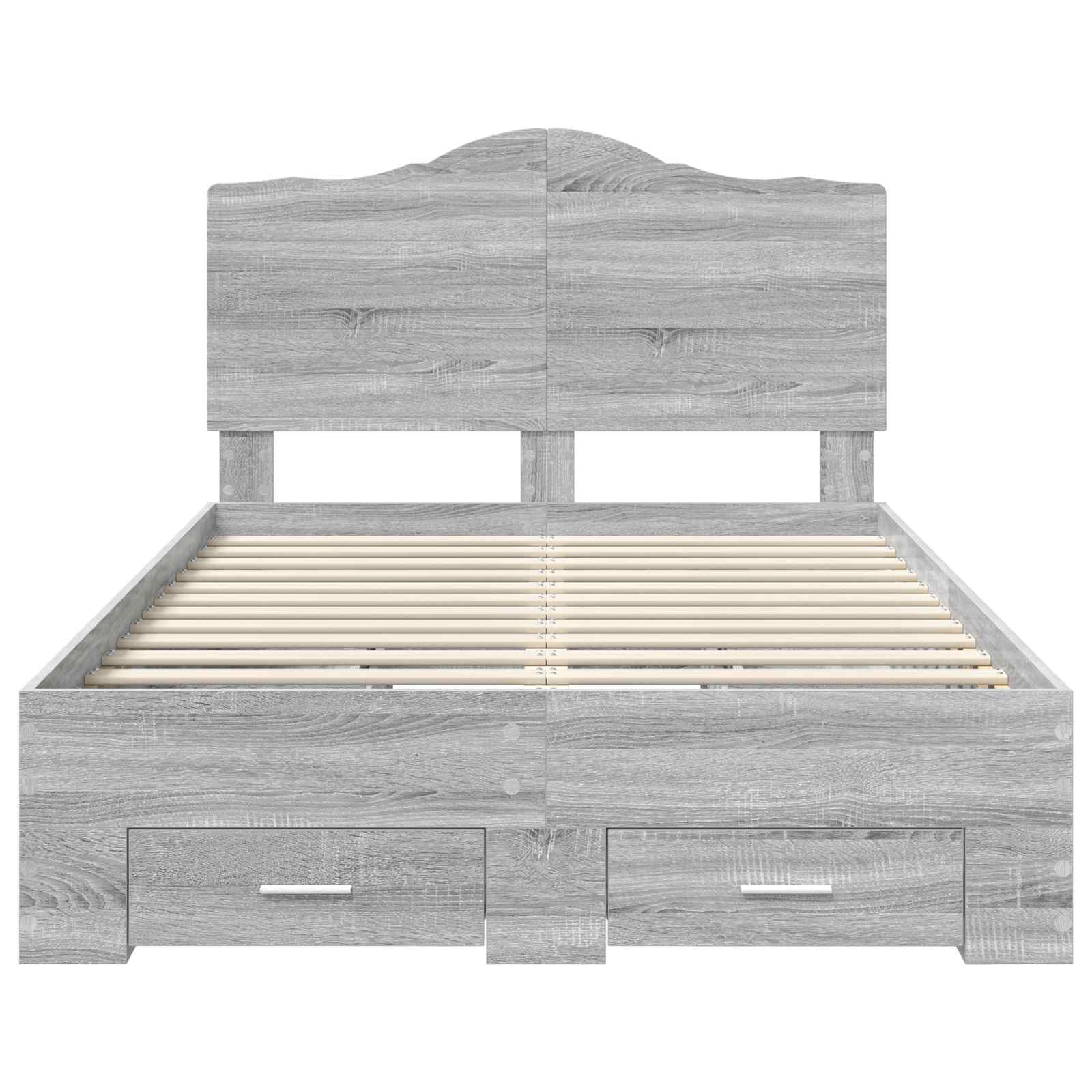 Bedframe met hoofdeinde Grijs Sonoma 120 x 200 cm Bewerkt hout is nu te koop bij PeponiXL, paradijselijk wonen!