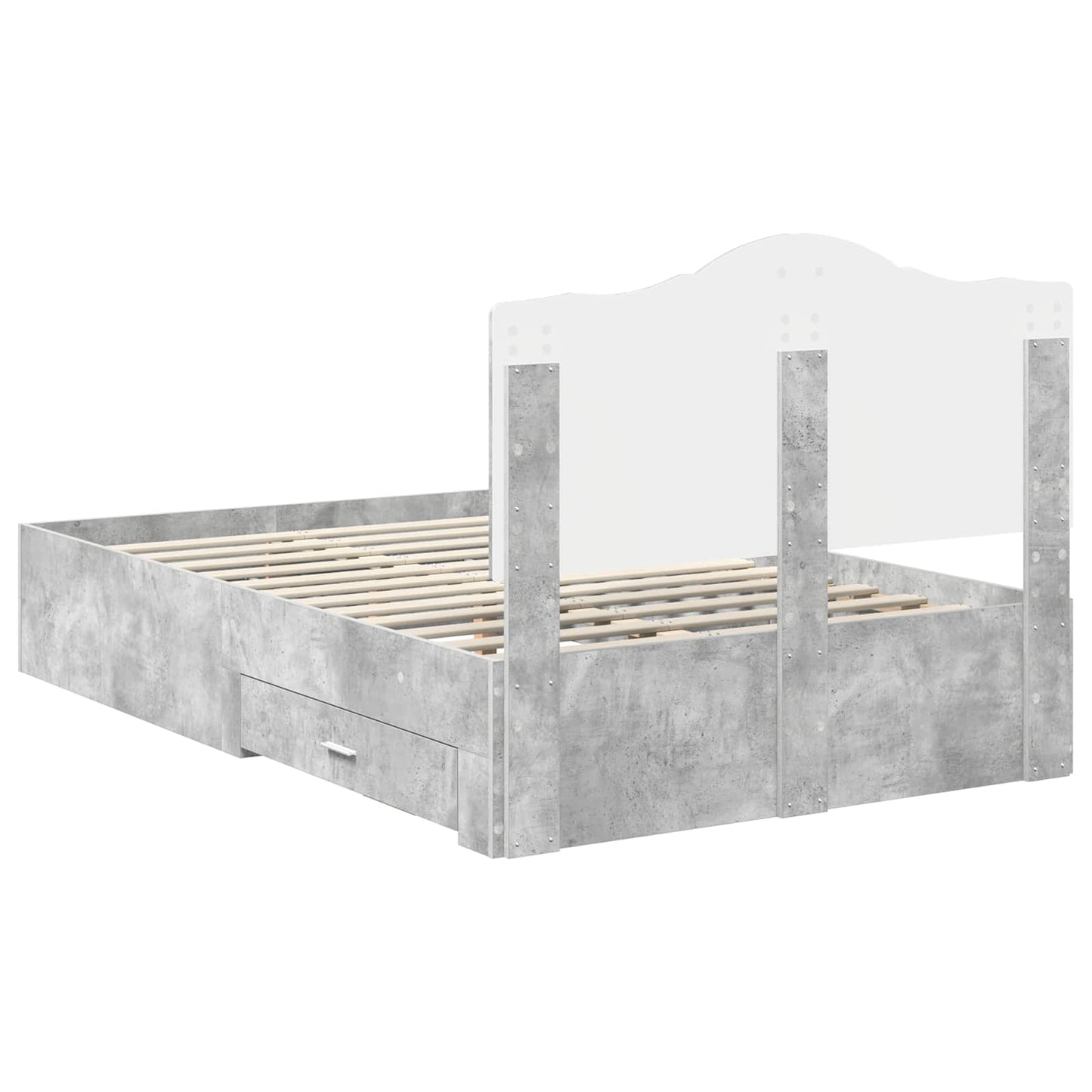 Bedframe met hoofdeinde Beton Grijs 120 x 190 cm Bewerkt hout is nu te koop bij PeponiXL, paradijselijk wonen!