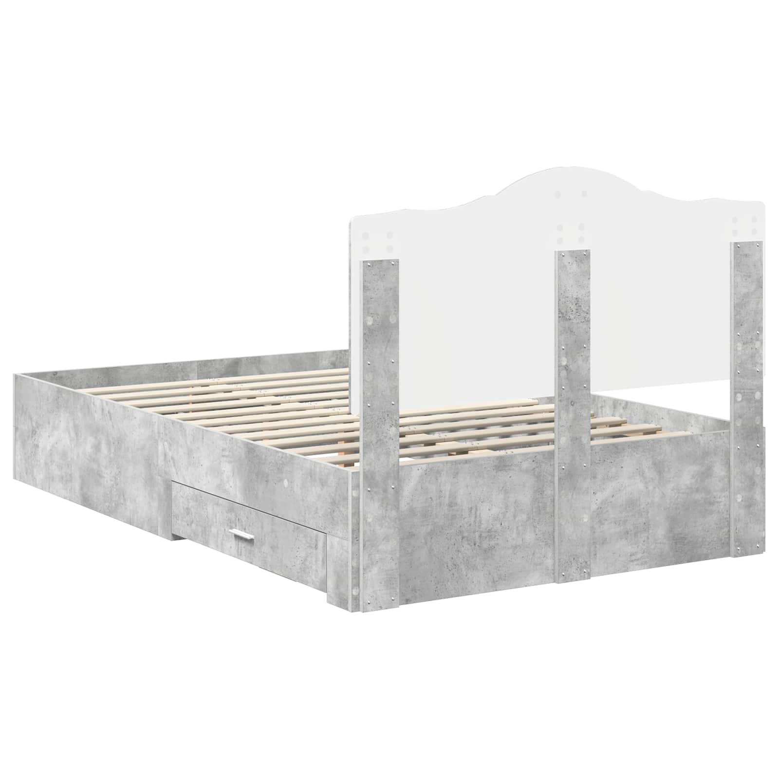 Bedframe met hoofdeinde Beton Grijs 120 x 190 cm Bewerkt hout is nu te koop bij PeponiXL, paradijselijk wonen!