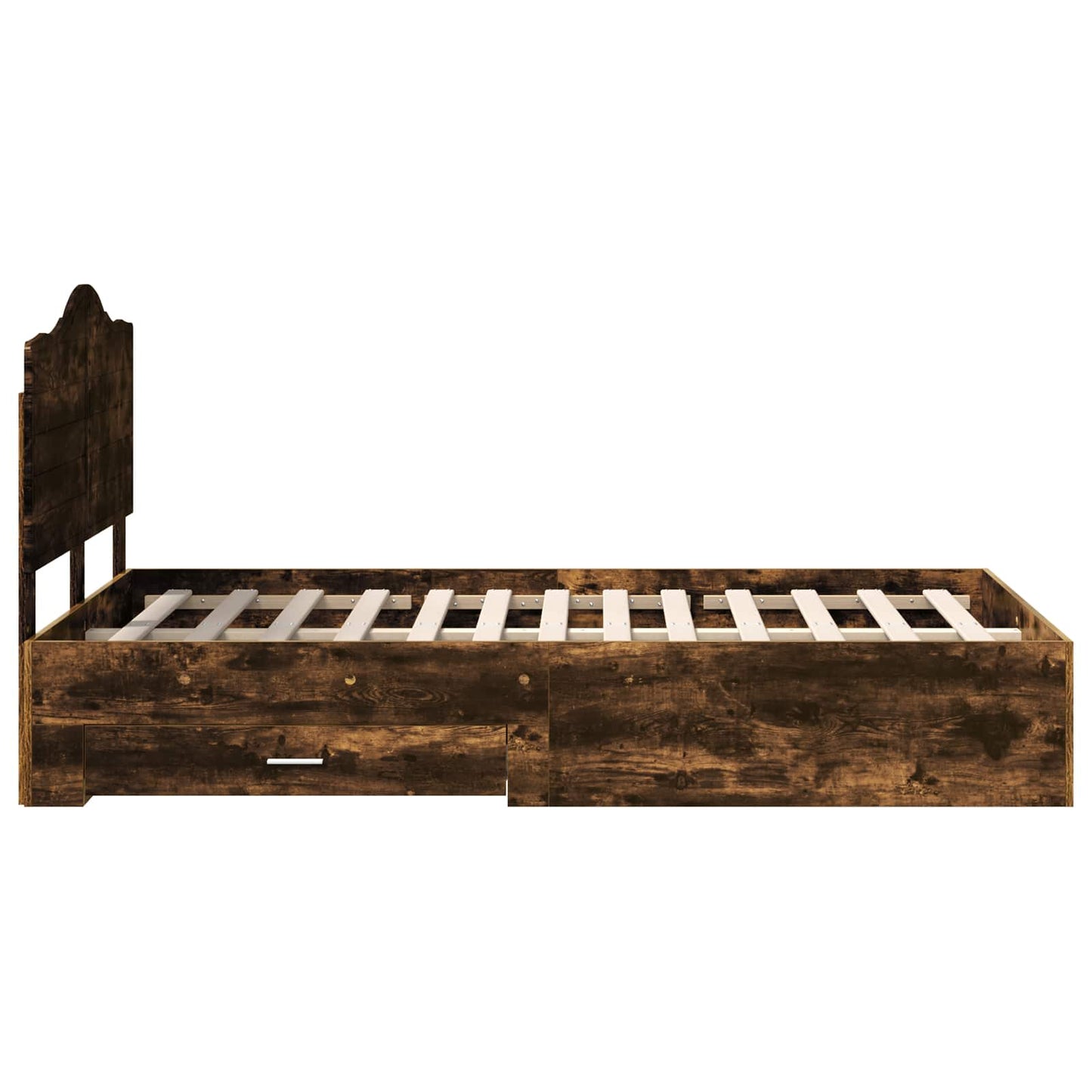 Bedframe met hoofdeinde Gerookt eiken 120 x 190 cm Bewerkt hout is nu te koop bij PeponiXL, paradijselijk wonen!