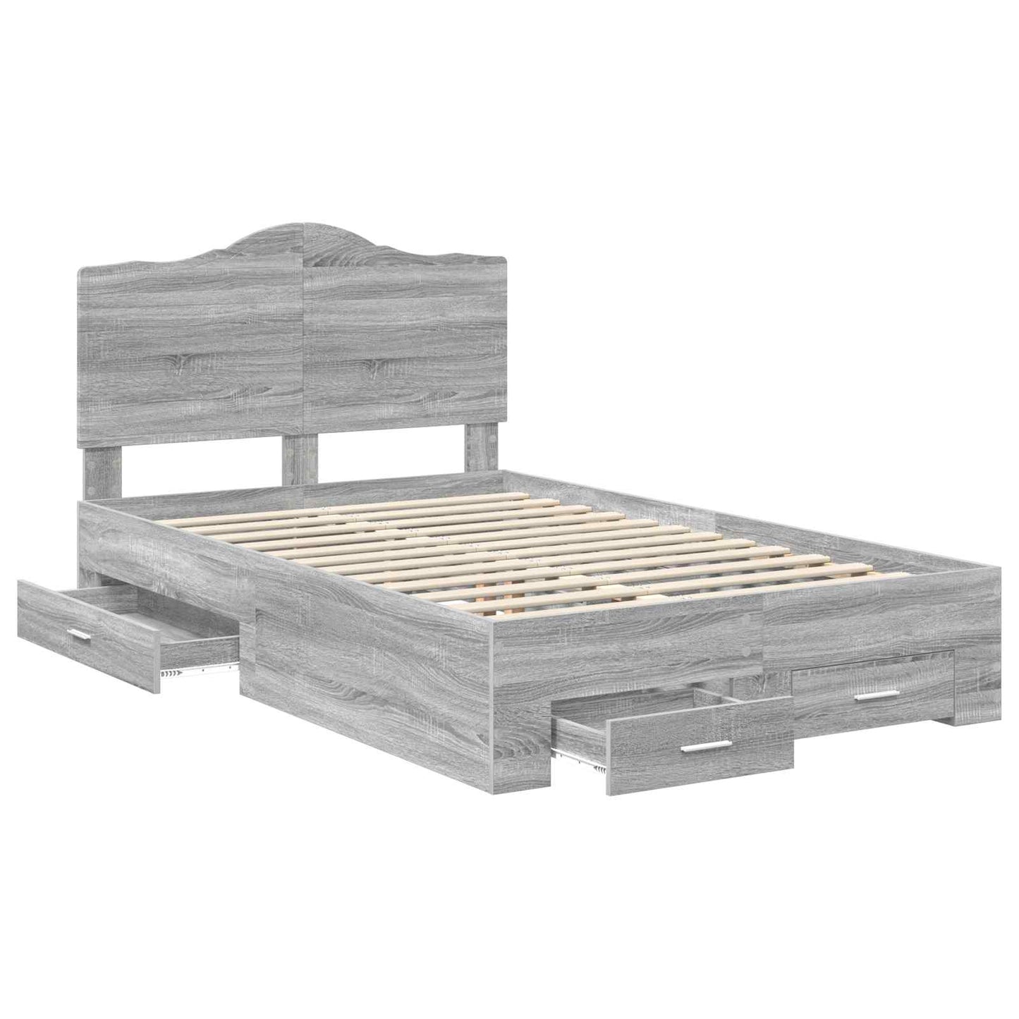 Bedframe met hoofdeinde Grijs Sonoma 120 x 190 cm Bewerkt hout is nu te koop bij PeponiXL, paradijselijk wonen!