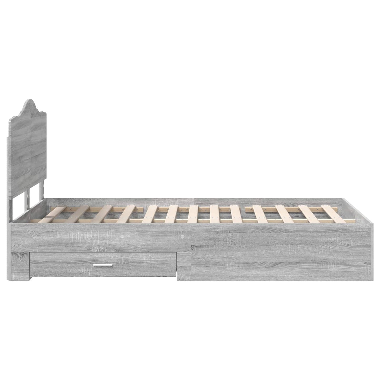 Bedframe met hoofdeinde Grijs Sonoma 120 x 190 cm Bewerkt hout is nu te koop bij PeponiXL, paradijselijk wonen!