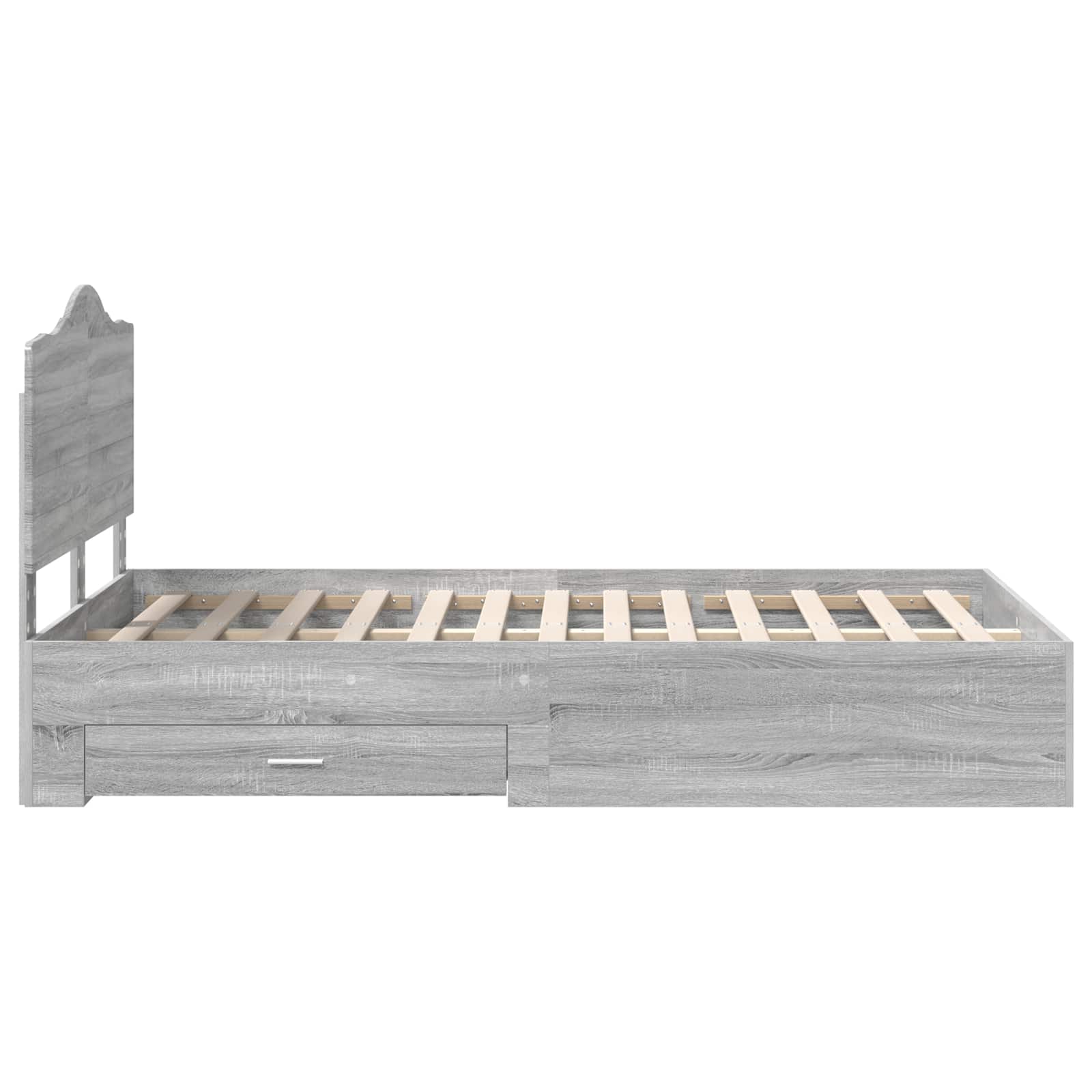 Bedframe met hoofdeinde Grijs Sonoma 120 x 190 cm Bewerkt hout is nu te koop bij PeponiXL, paradijselijk wonen!