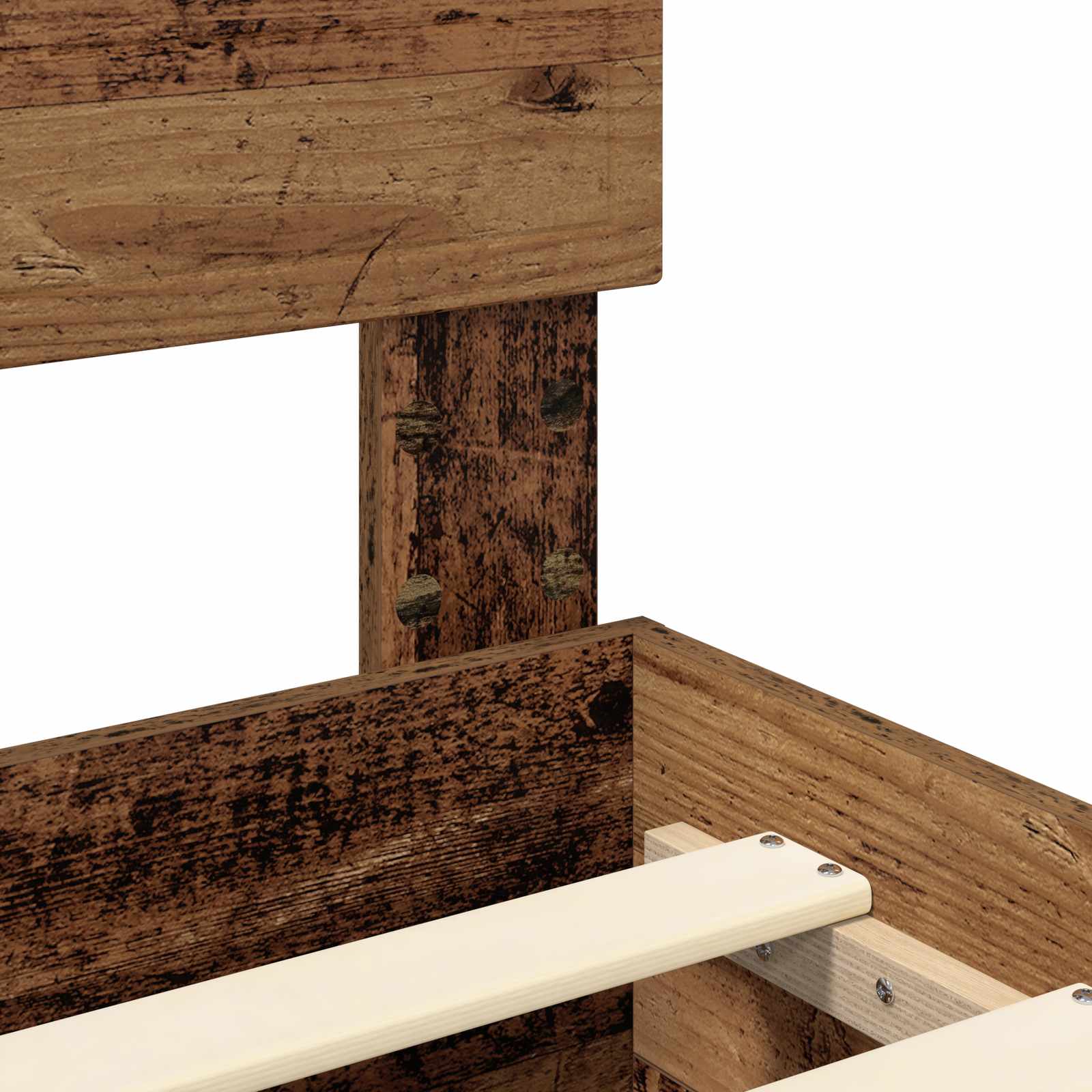 Bedframe met hoofdeinde Oudhout 120 x 190 cm Bewerkt hout is nu te koop bij PeponiXL, paradijselijk wonen!