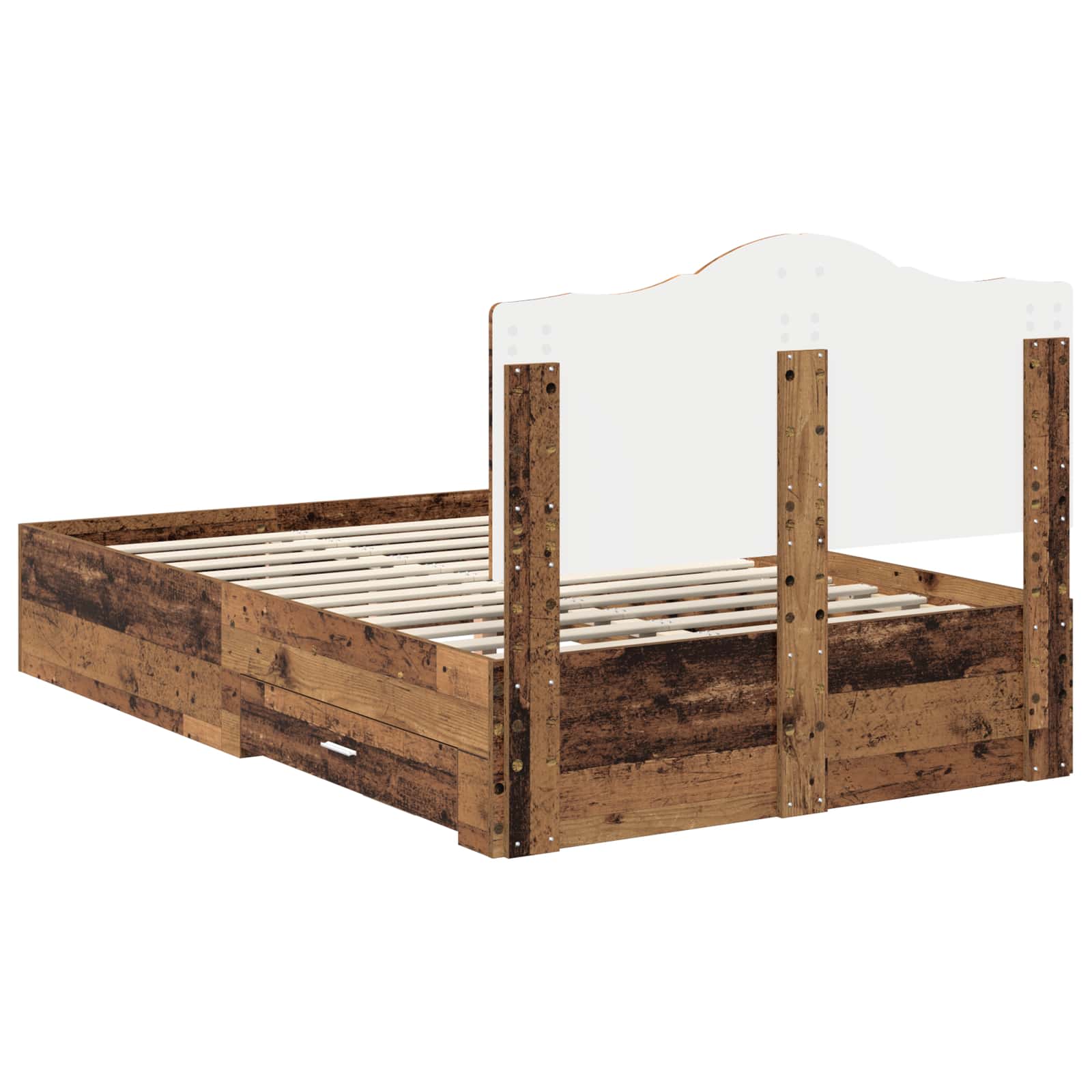 Bedframe met hoofdeinde Oudhout 120 x 190 cm Bewerkt hout is nu te koop bij PeponiXL, paradijselijk wonen!