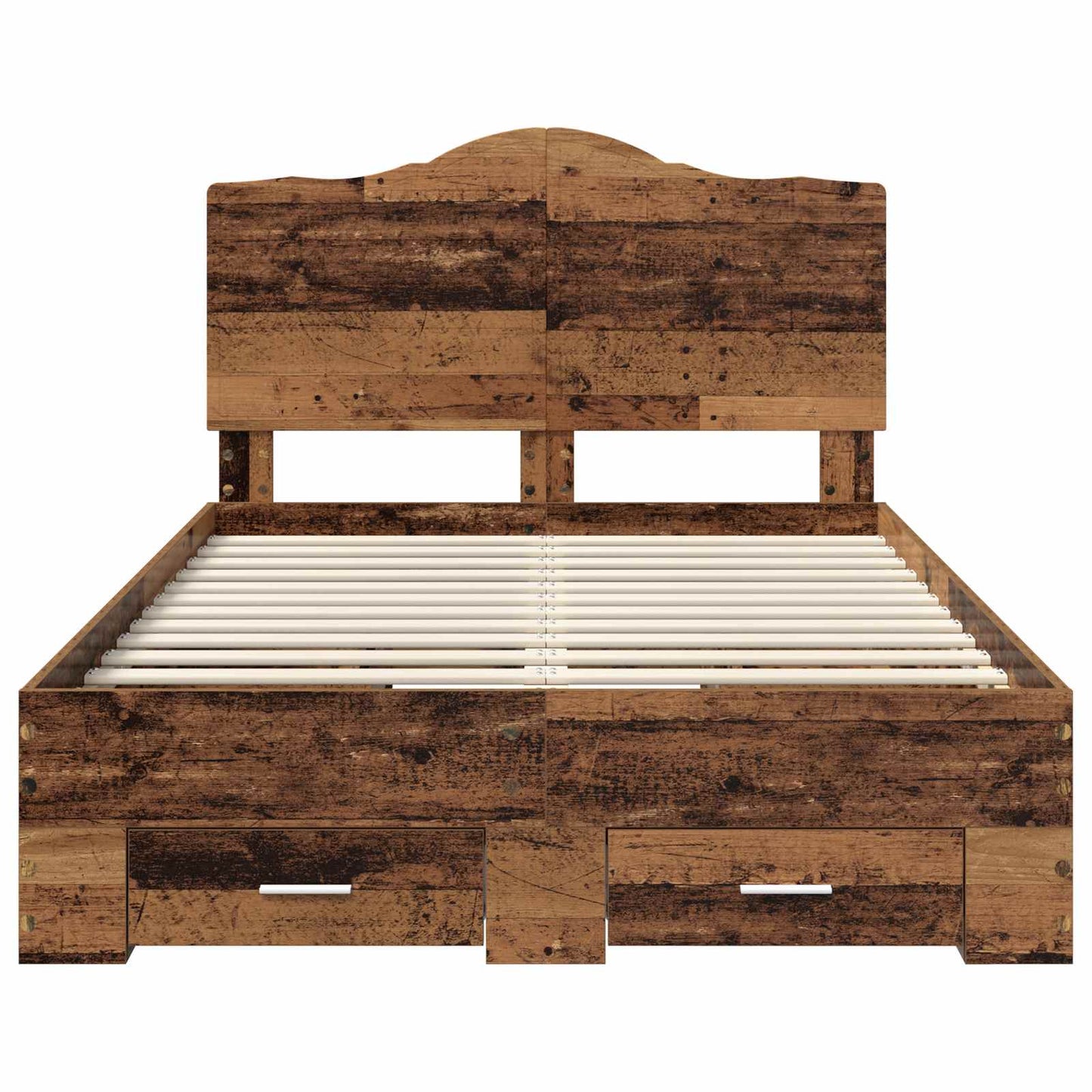 Bedframe met hoofdeinde Oudhout 120 x 190 cm Bewerkt hout is nu te koop bij PeponiXL, paradijselijk wonen!