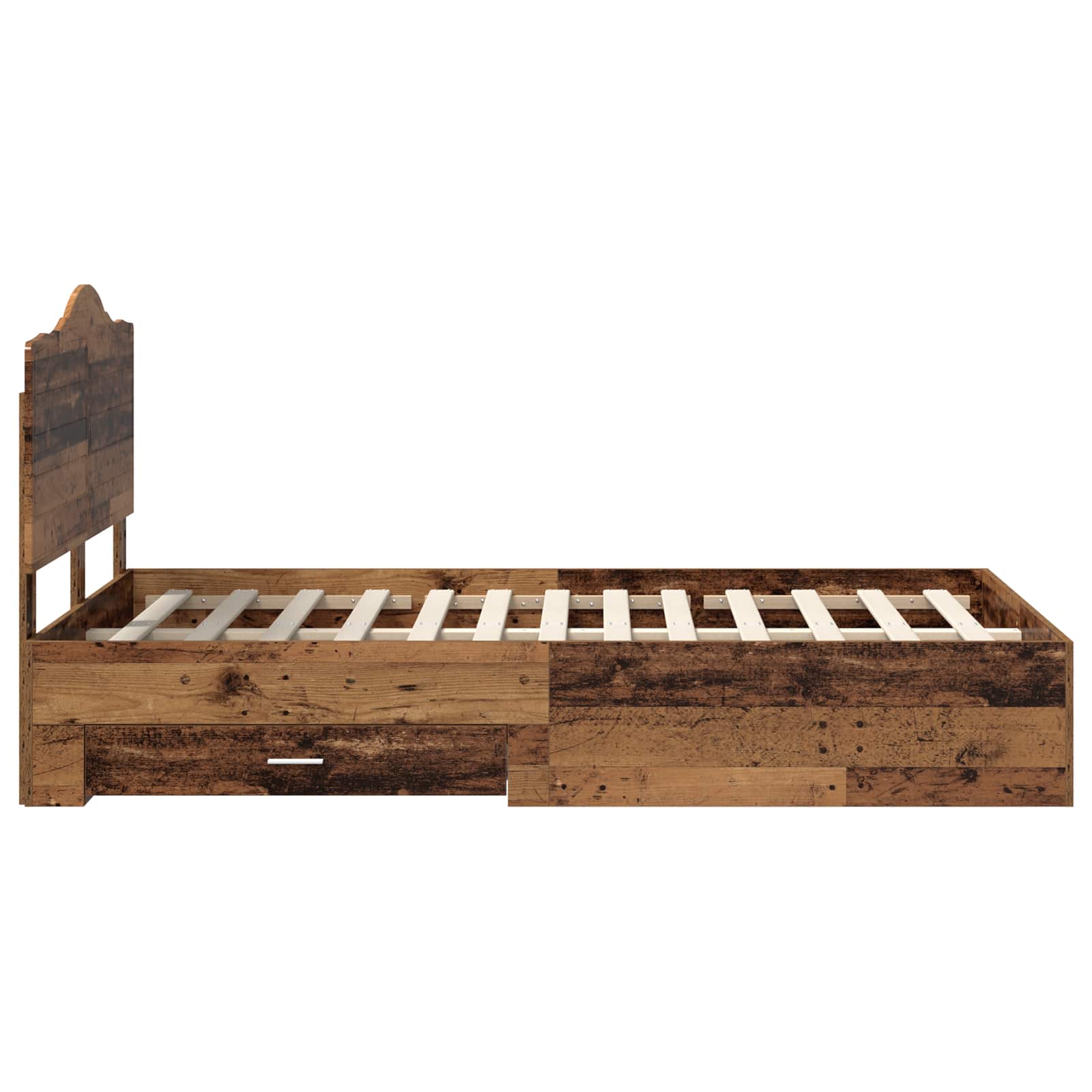 Bedframe met hoofdeinde Oudhout 120 x 190 cm Bewerkt hout is nu te koop bij PeponiXL, paradijselijk wonen!