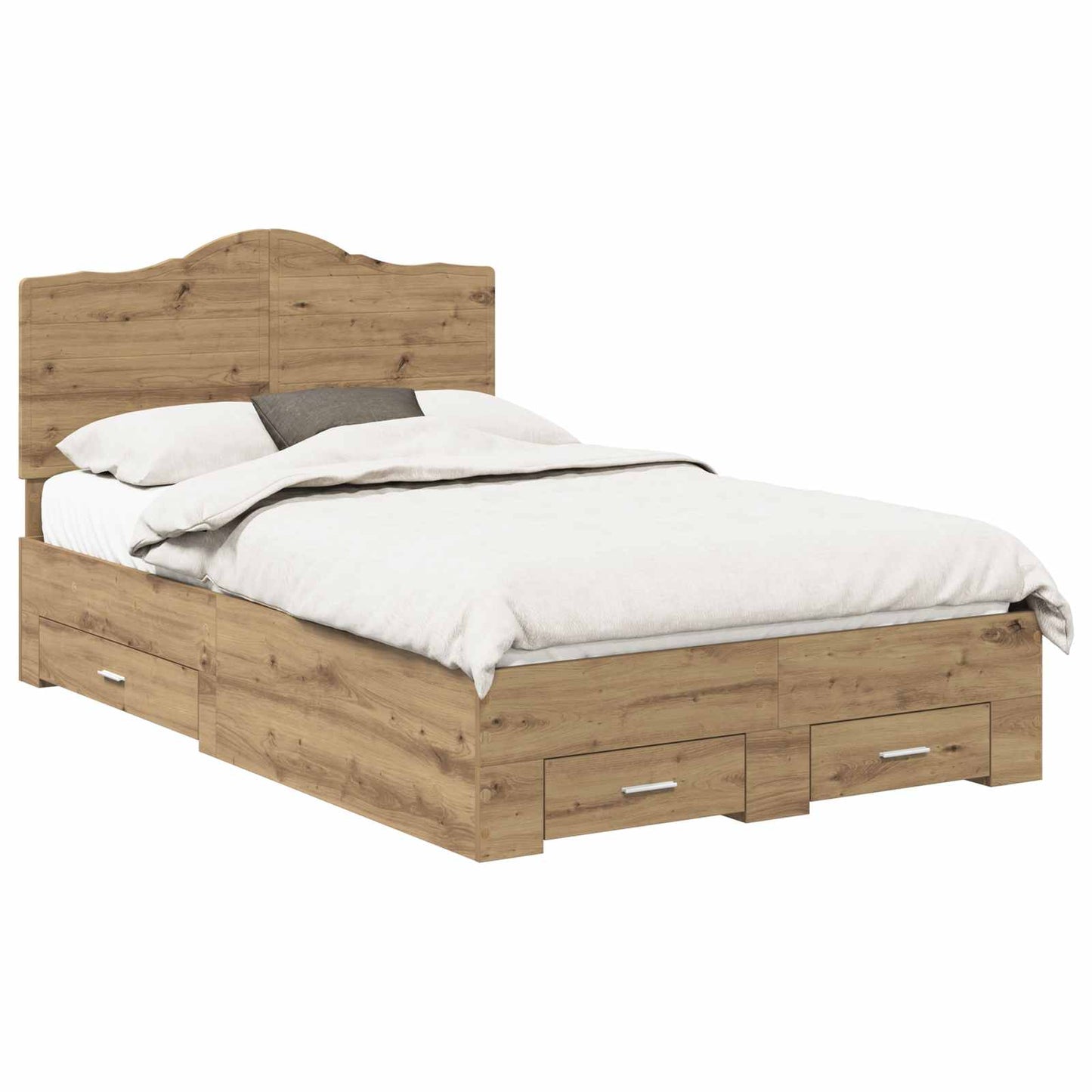Bedframe met hoofdeinde Artisan Eiken 120 x 190 cm Bewerkt hout is nu te koop bij PeponiXL, paradijselijk wonen!