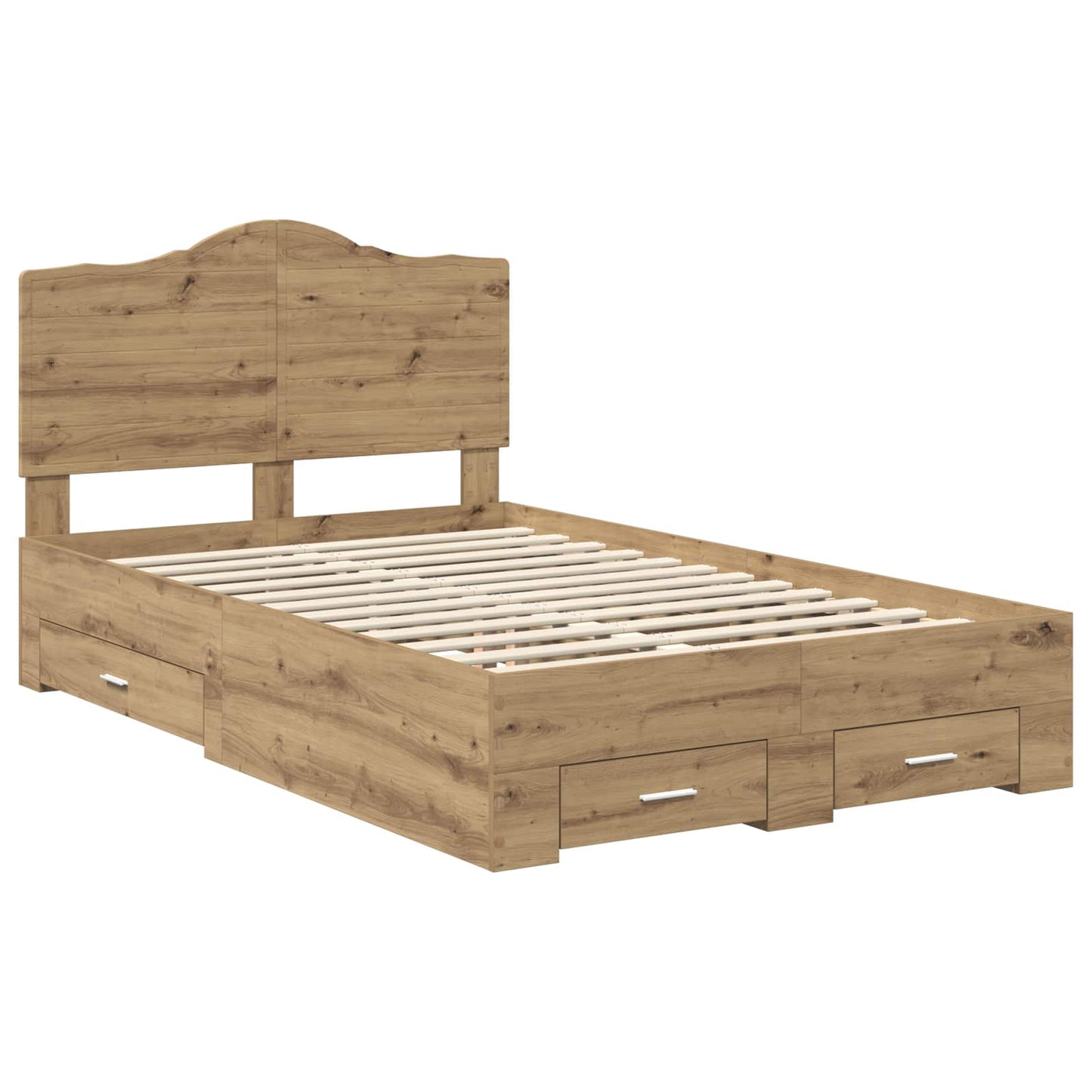 Bedframe met hoofdeinde Artisan Eiken 120 x 190 cm Bewerkt hout is nu te koop bij PeponiXL, paradijselijk wonen!