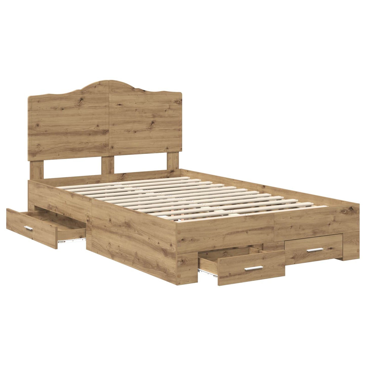 Bedframe met hoofdeinde Artisan Eiken 120 x 190 cm Bewerkt hout is nu te koop bij PeponiXL, paradijselijk wonen!