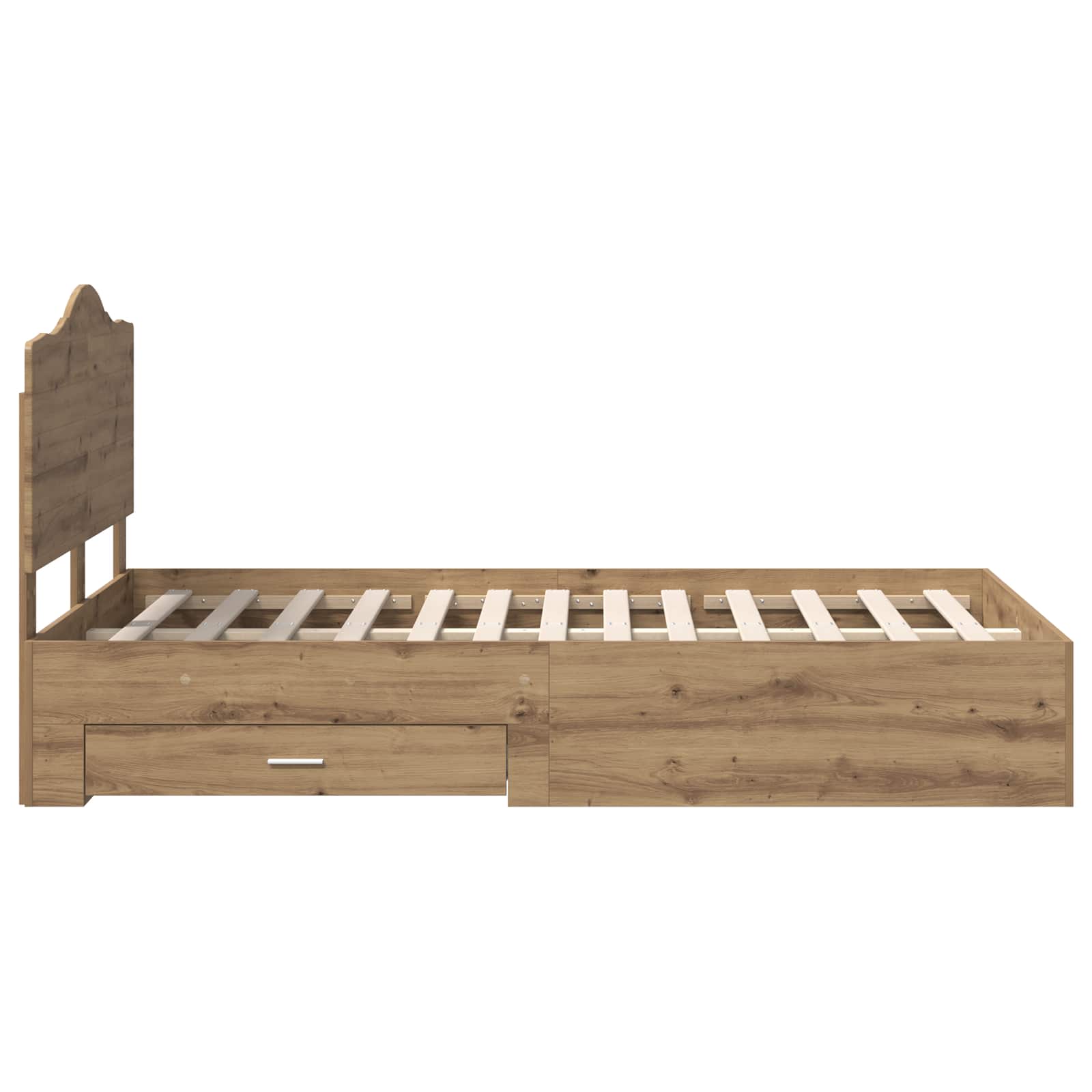 Bedframe met hoofdeinde Artisan Eiken 120 x 190 cm Bewerkt hout is nu te koop bij PeponiXL, paradijselijk wonen!