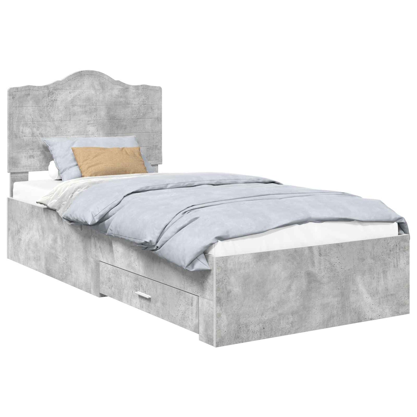Bedframe met hoofdeinde Beton Grijs 100 x 200 cm Bewerkt hout is nu te koop bij PeponiXL, paradijselijk wonen!
