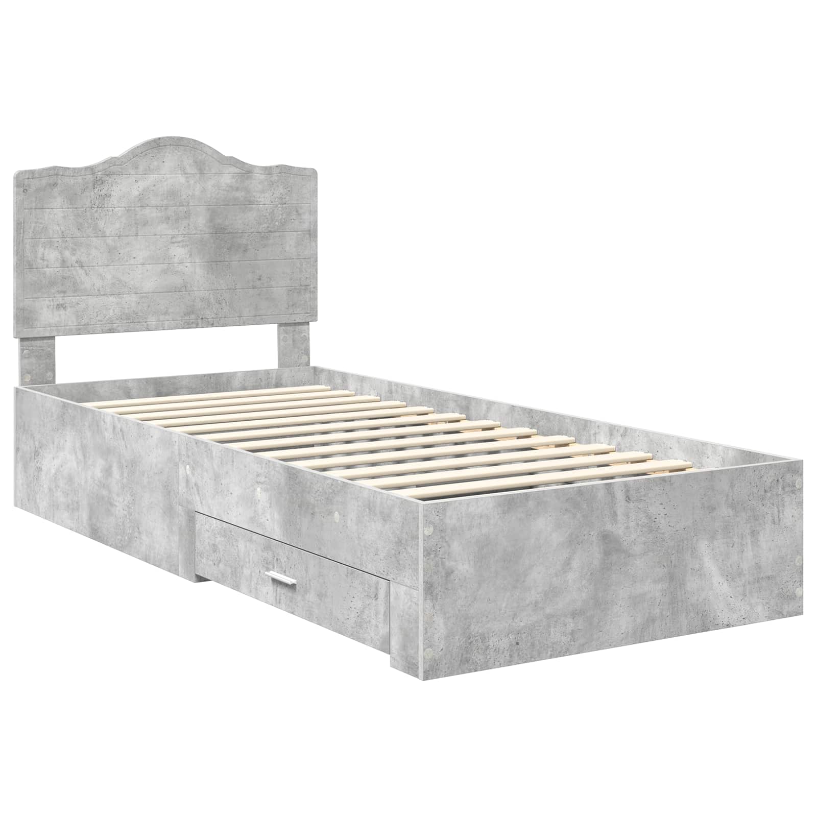 Bedframe met hoofdeinde Beton Grijs 100 x 200 cm Bewerkt hout is nu te koop bij PeponiXL, paradijselijk wonen!
