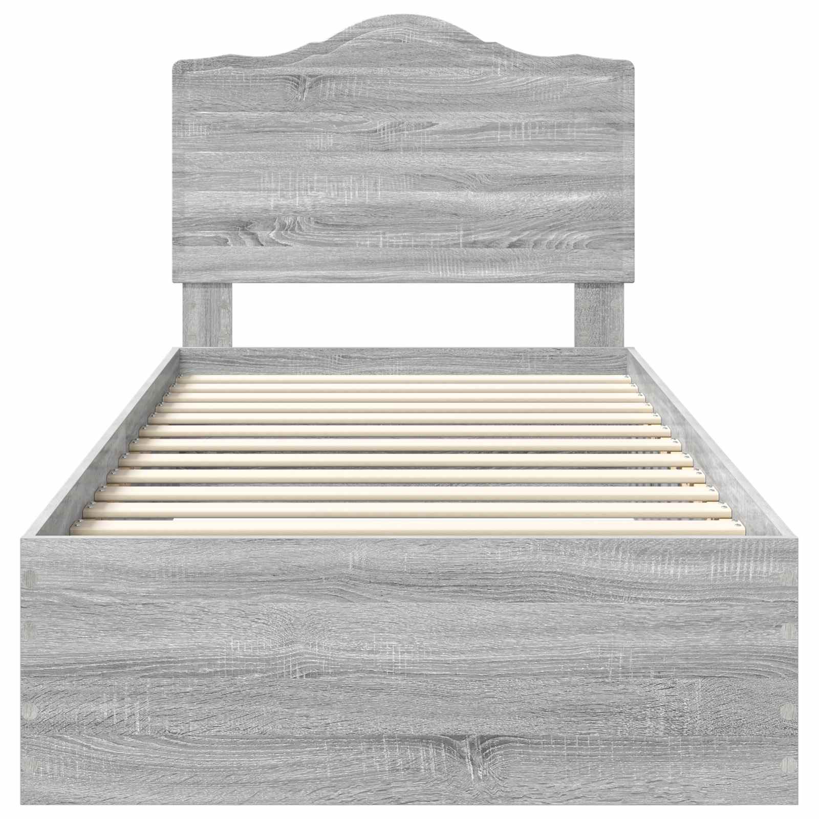 Bedframe met hoofdeinde Grijs Sonoma 100 x 200 cm Bewerkt hout is nu te koop bij PeponiXL, paradijselijk wonen!