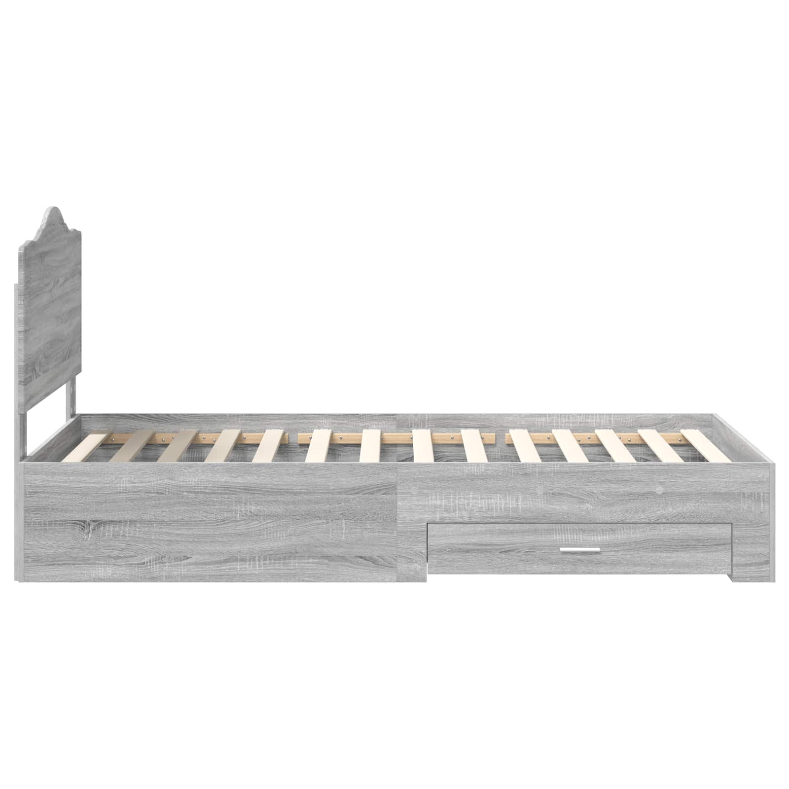 Bedframe met hoofdeinde Grijs Sonoma 100 x 200 cm Bewerkt hout is nu te koop bij PeponiXL, paradijselijk wonen!
