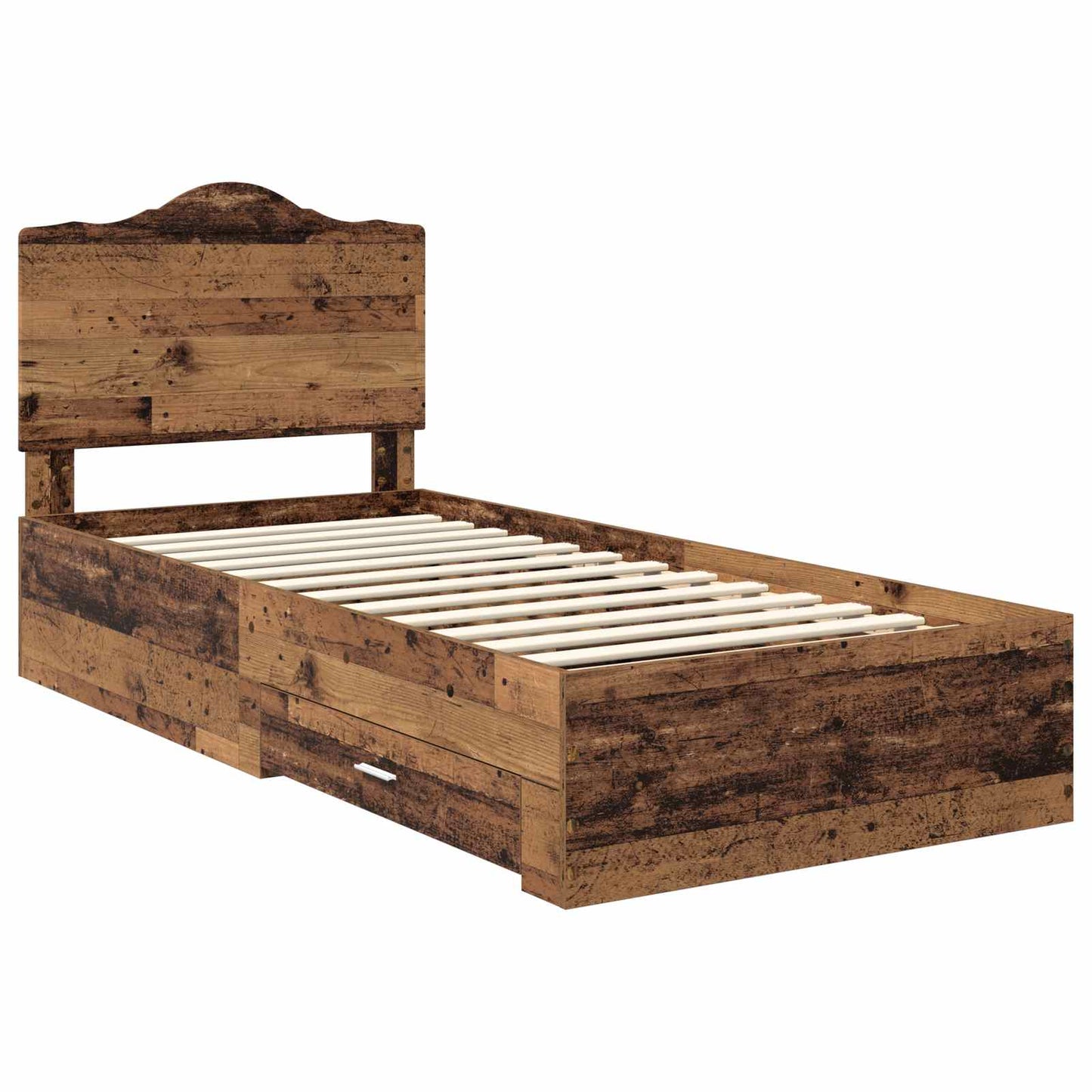 Bedframe met hoofdeinde Oudhout 100 x 200 cm Bewerkt hout is nu te koop bij PeponiXL, paradijselijk wonen!