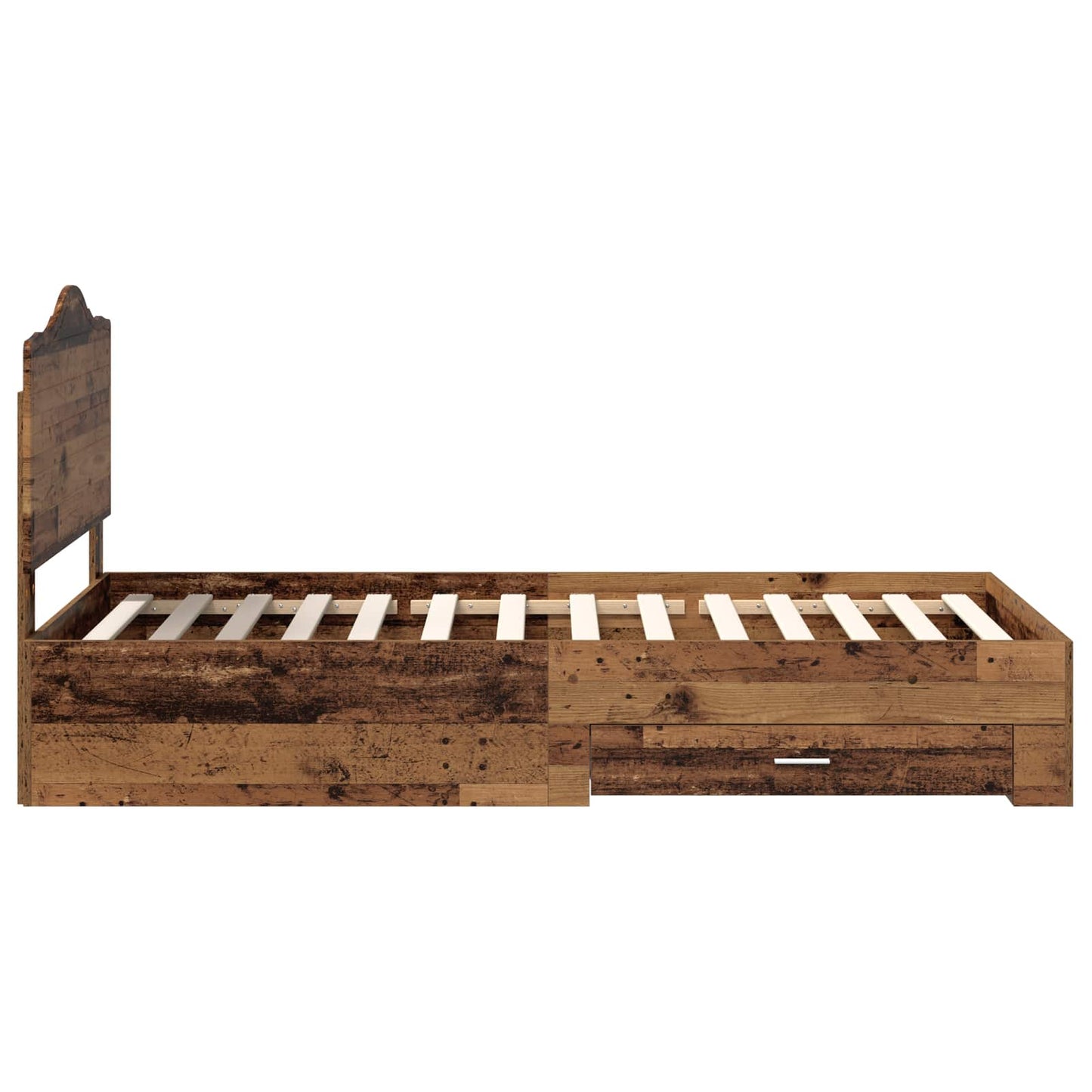 Bedframe met hoofdeinde Oudhout 100 x 200 cm Bewerkt hout is nu te koop bij PeponiXL, paradijselijk wonen!