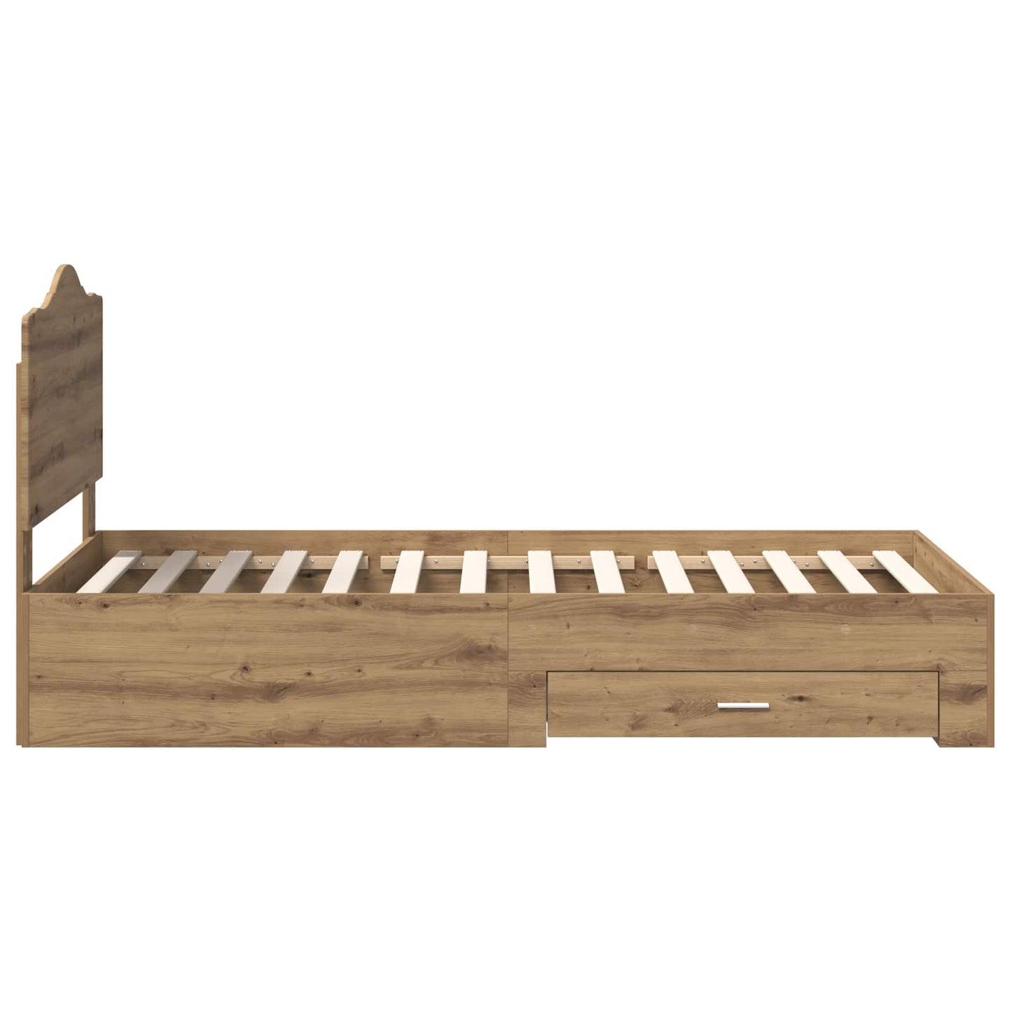Bedframe met hoofdeinde Artisan Eiken 100 x 200 cm Bewerkt hout is nu te koop bij PeponiXL, paradijselijk wonen!