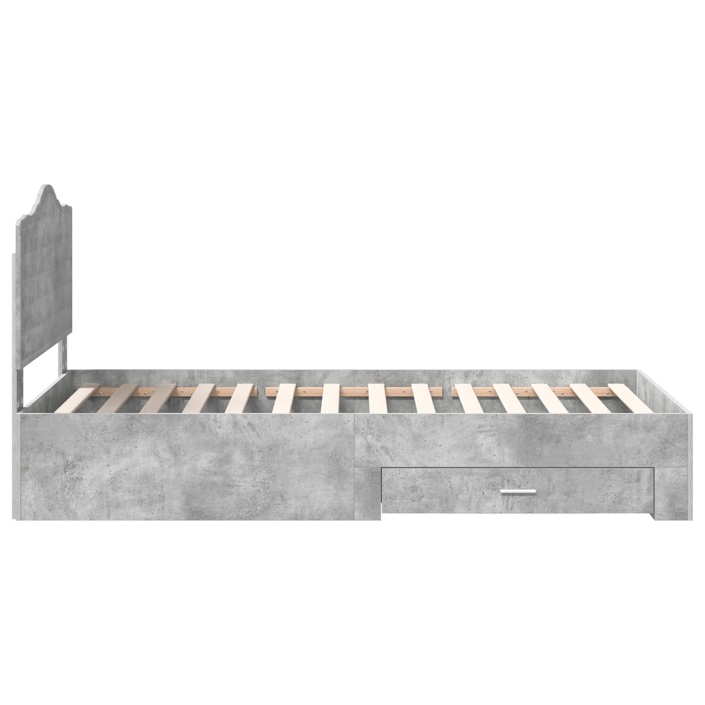 Bedframe met hoofdeinde Beton Grijs 90 x 200 cm Bewerkt hout is nu te koop bij PeponiXL, paradijselijk wonen!