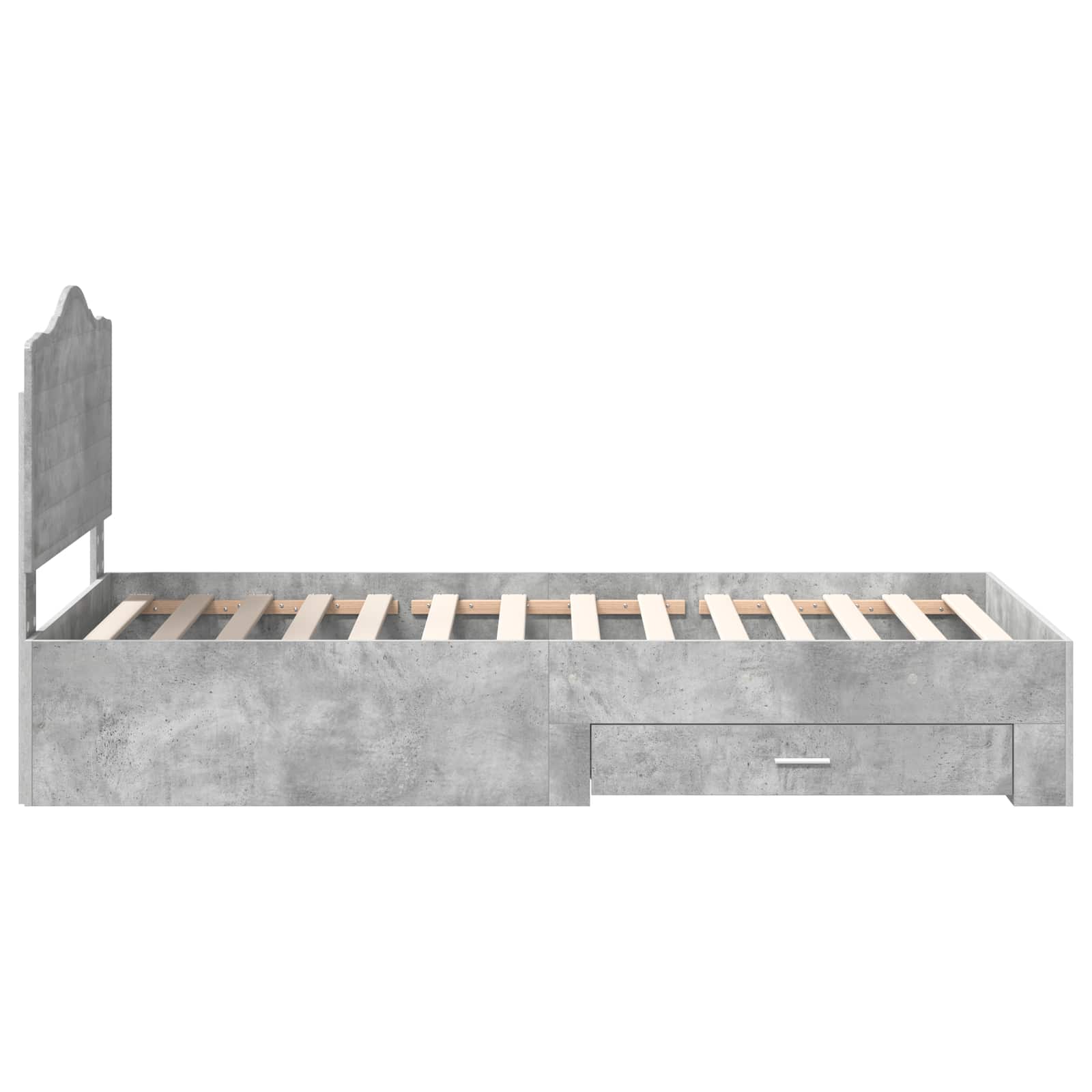 Bedframe met hoofdeinde Beton Grijs 90 x 200 cm Bewerkt hout is nu te koop bij PeponiXL, paradijselijk wonen!