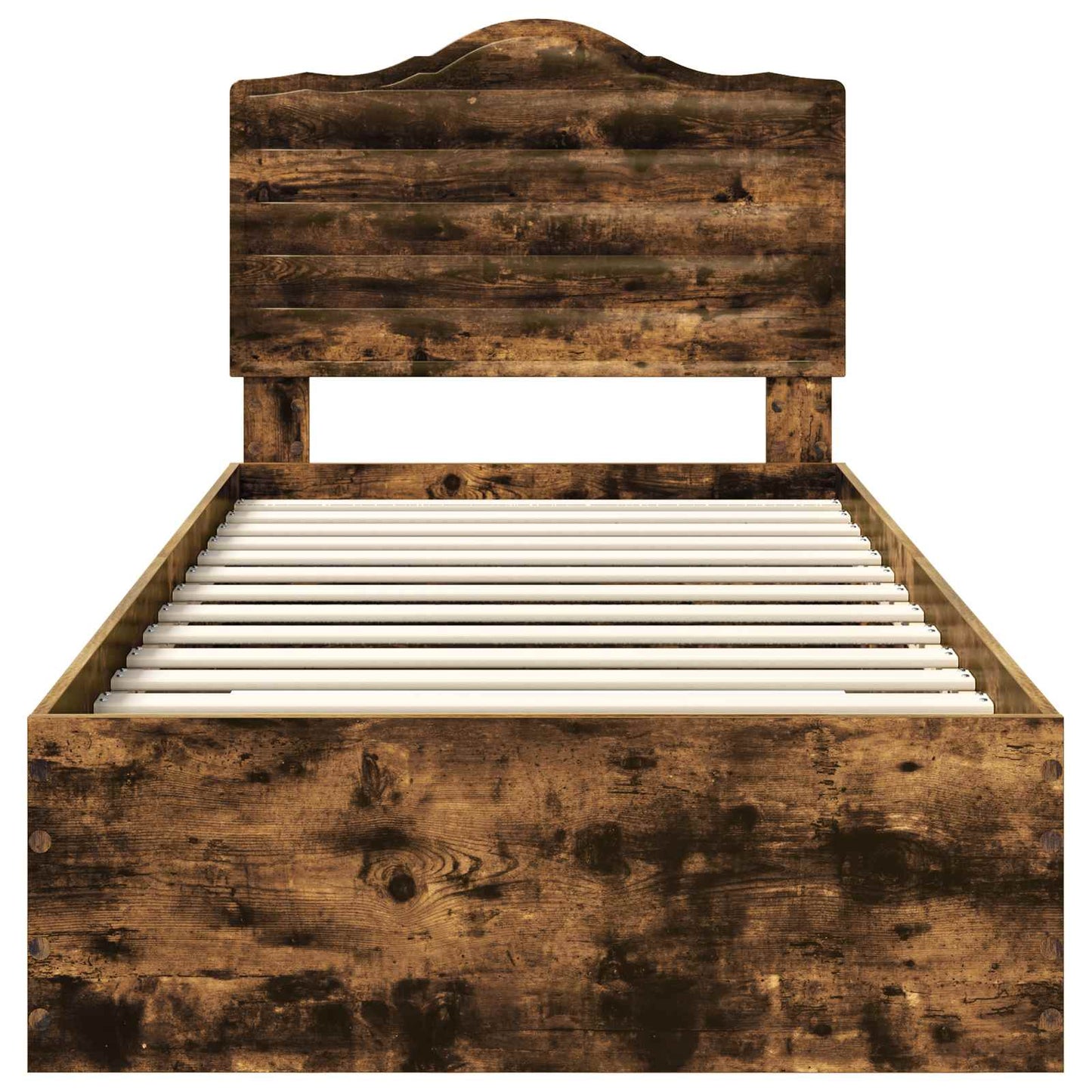 Bedframe met hoofdeinde Gerookt eiken 90 x 200 cm Bewerkt hout is nu te koop bij PeponiXL, paradijselijk wonen!