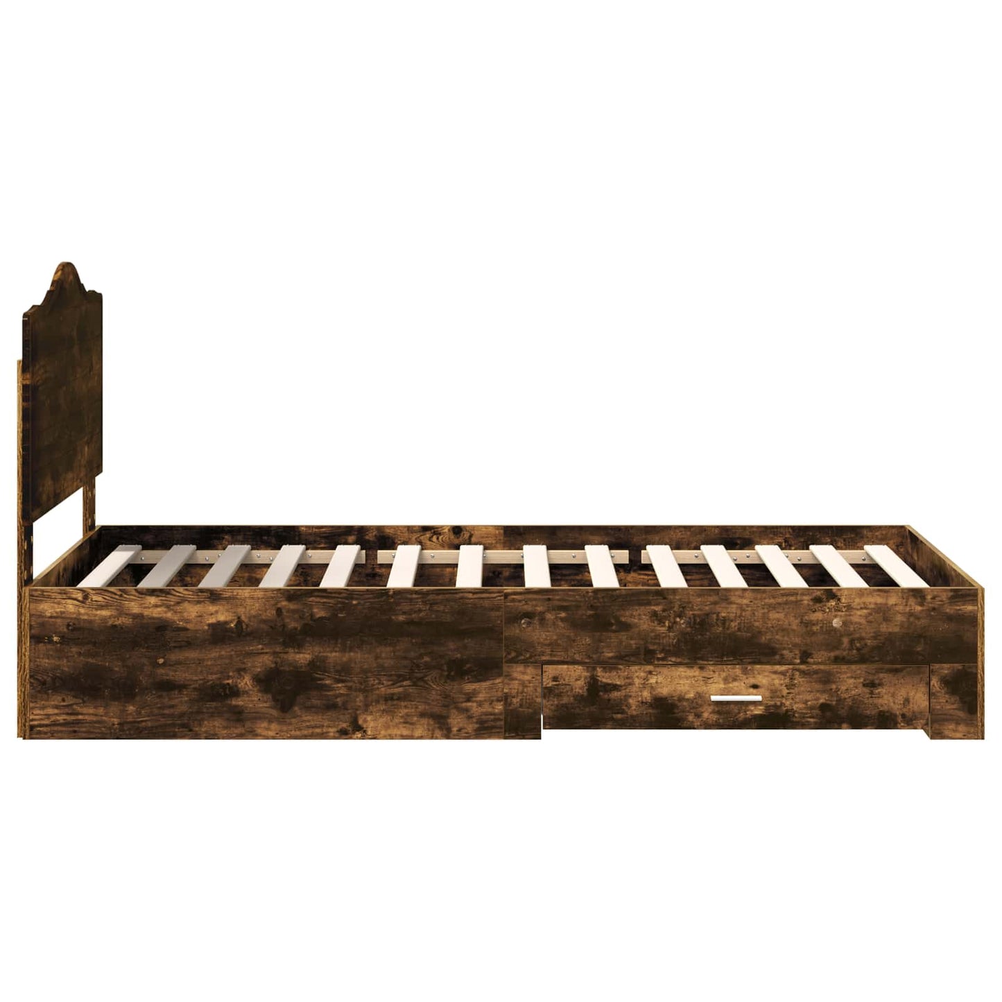 Bedframe met hoofdeinde Gerookt eiken 90 x 200 cm Bewerkt hout is nu te koop bij PeponiXL, paradijselijk wonen!